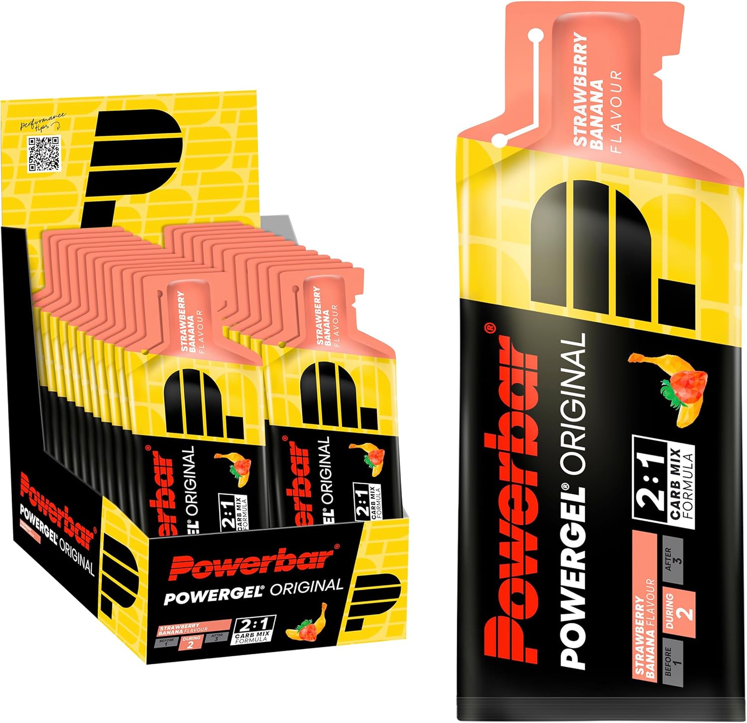 Powerbar PowerGel Original Strawberry-Banana 24x41g - High Carb Energy Gel + C2MAX