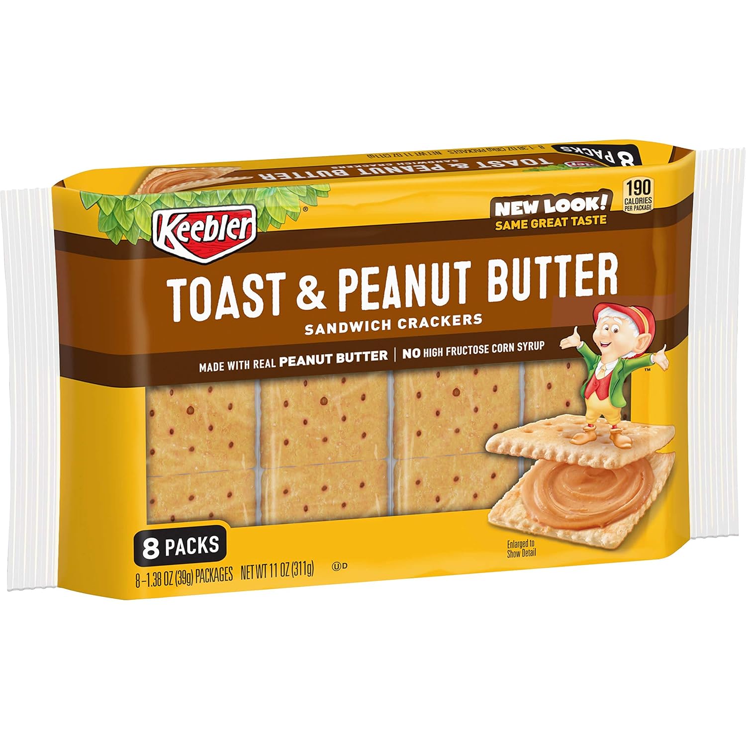 Keebler, Sandwich Crackers, Toast and Peanut Butter, 11oz Tray (8 Count)