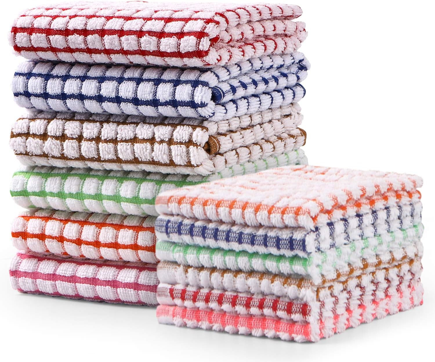 Kitchen Towels and Dishcloths Set, 16 x 25 12 12, Set of Bulk Cotton Dish for Washing Dishes Rags Everyday Cooking Baking