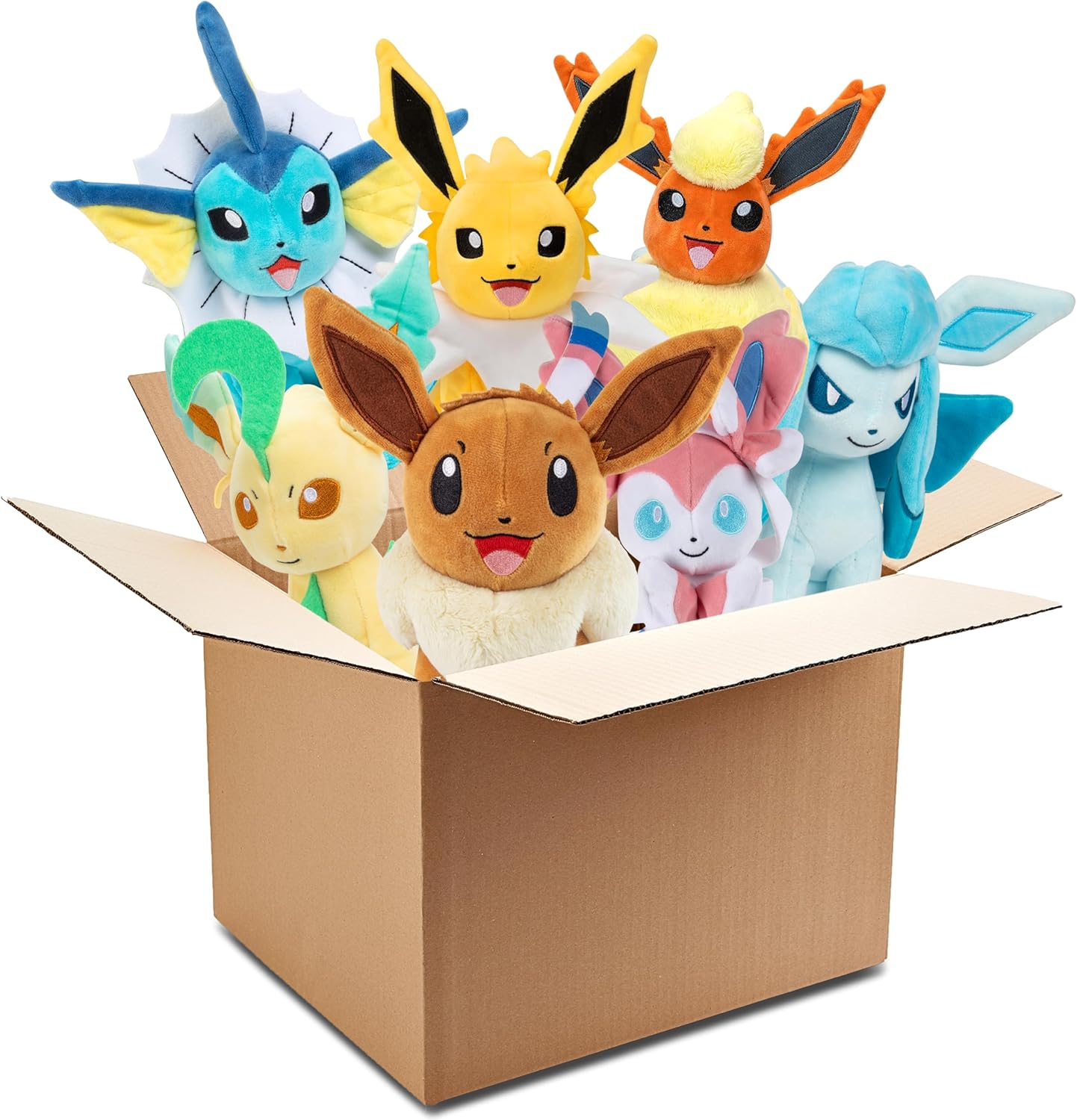Pokemon 8" Eevee Evolution Plush Mystery Blind Box 2-Pack - Receive 1 Eevee & 1 Assorted Random Evolution Figure Toy - Officially Licensed - Gift for Kids, Boys, Girls - 2+