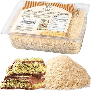 Premium Kataifi Shredded Fillo Dough – Authentic Turkish Raw Choped Kataifi Pastry, Perfect for Kunafa & Baklava, Dubai Chocolate Freshly Packaged, 500g (1.1lb)