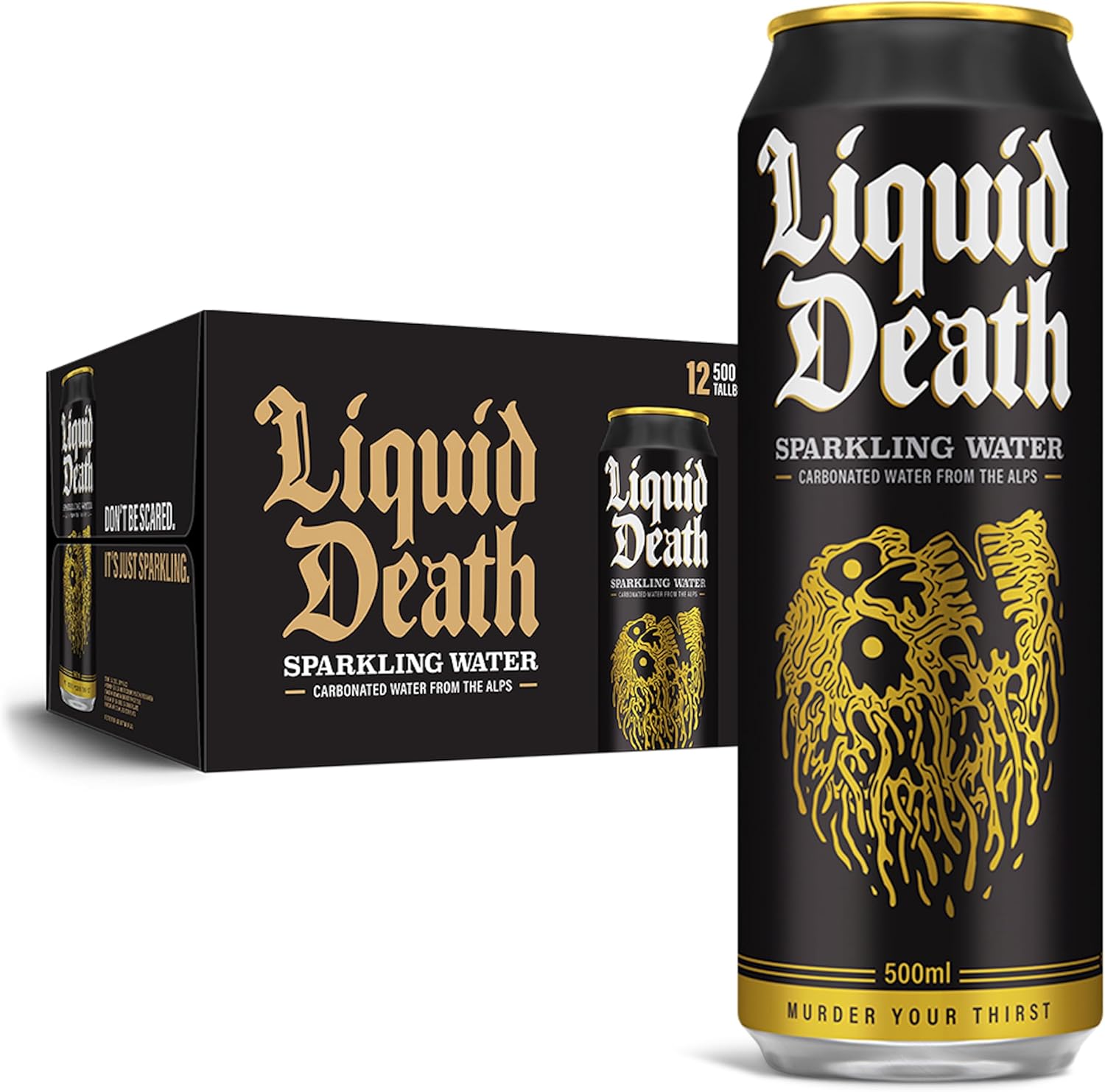 Liquid Death Sparkling Mountain Water, 12 x 500 ml