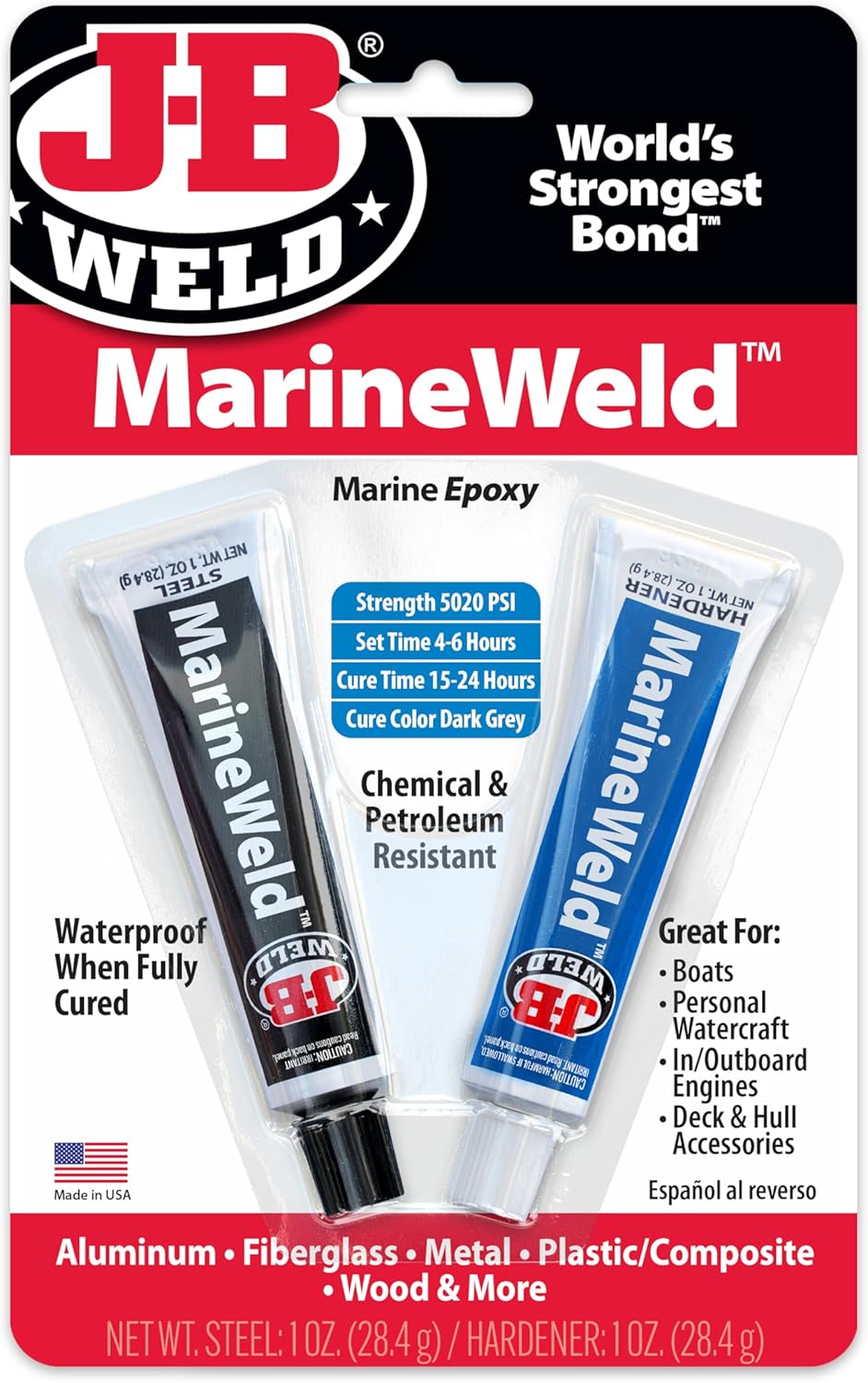 J-B Weld 8272UK MarineWeld Tubes 57g (2oz),Grey