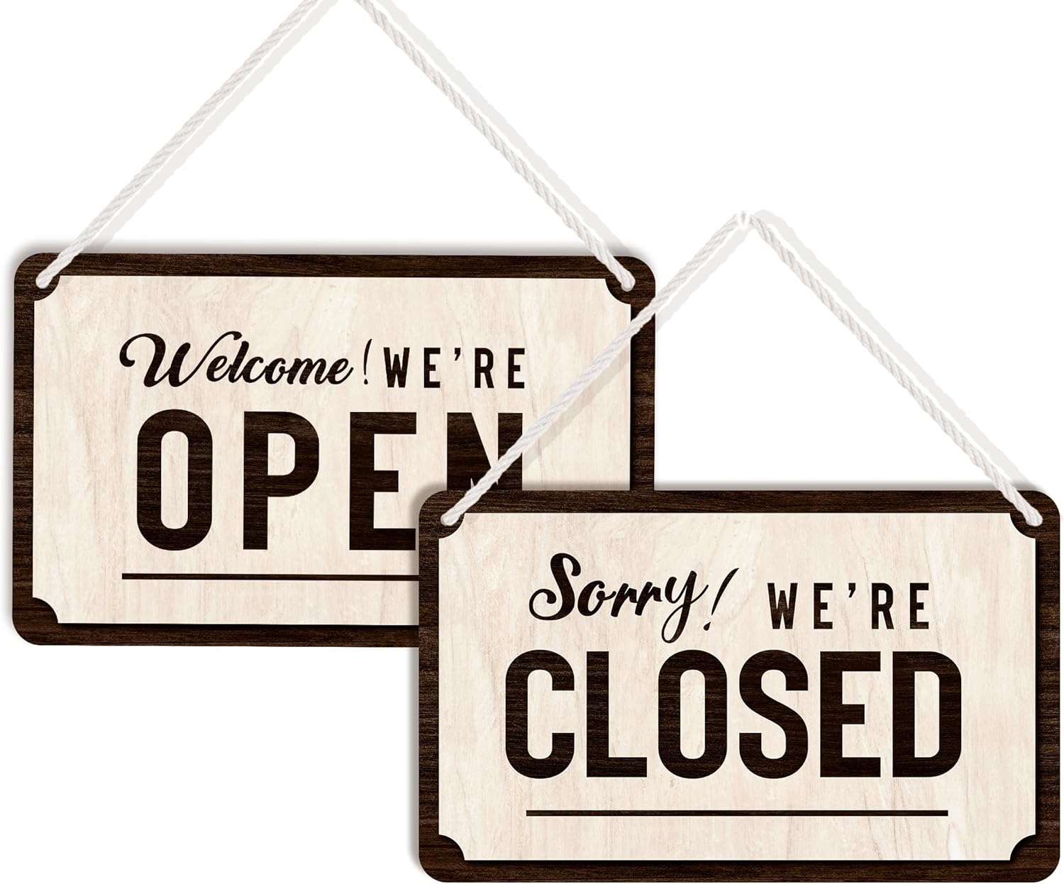 10x6 Inch Double-Sided Open and Close Sign, Vinyl Opening and Closing Hanging Signs, Store,Coffee Shop, Restaurant, Hotel, Pet Store, Flower Shop, Grocery Store