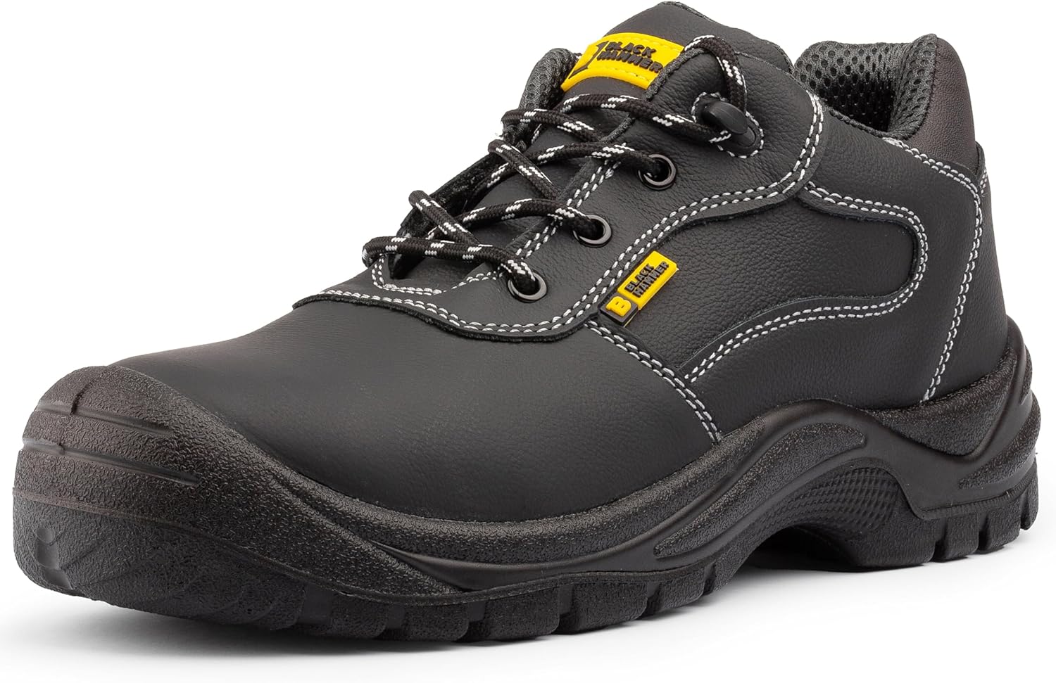 Black Hammer Men's Safety Trainers Steel Toe Cap and Midsole Protection Work Shoes for Professional Outdoor Jobs Warehouse & Utility Footwear Full-Grain Leather with Memory Foam Insoles Harry