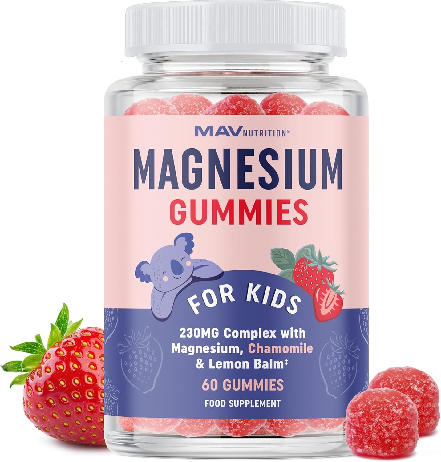 Magnesium Gummies for Kids Relaxation & Natural Wake-Rest Cycles | Relaxing Magnesium for Children with Chamomile & Lemon Balm | Non-GMO, Gluten-Free & Third-Party Tested | Calming Gummies 60 Ct