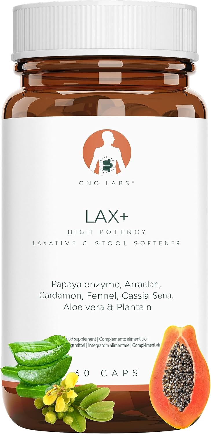 LAX+ | Laxative for Constipation Relief for Adults & Stool Softener 100% Natural, Colon Detox Cleanse, Bloating and Gas Relief | Papaya, Plantain, Cardamom, Fennel, Sena, Aloe & Plantago