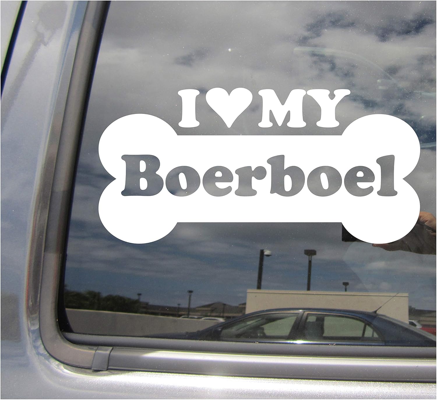 I Heart Love My Boerboel - Dog Bone South African Mastiff Purebred Breed Cars Trucks Moped Helmet Hard Hat Surfboard Auto Automotive Craft Laptop Vinyl Decal Store Window Wall Sticker 13155