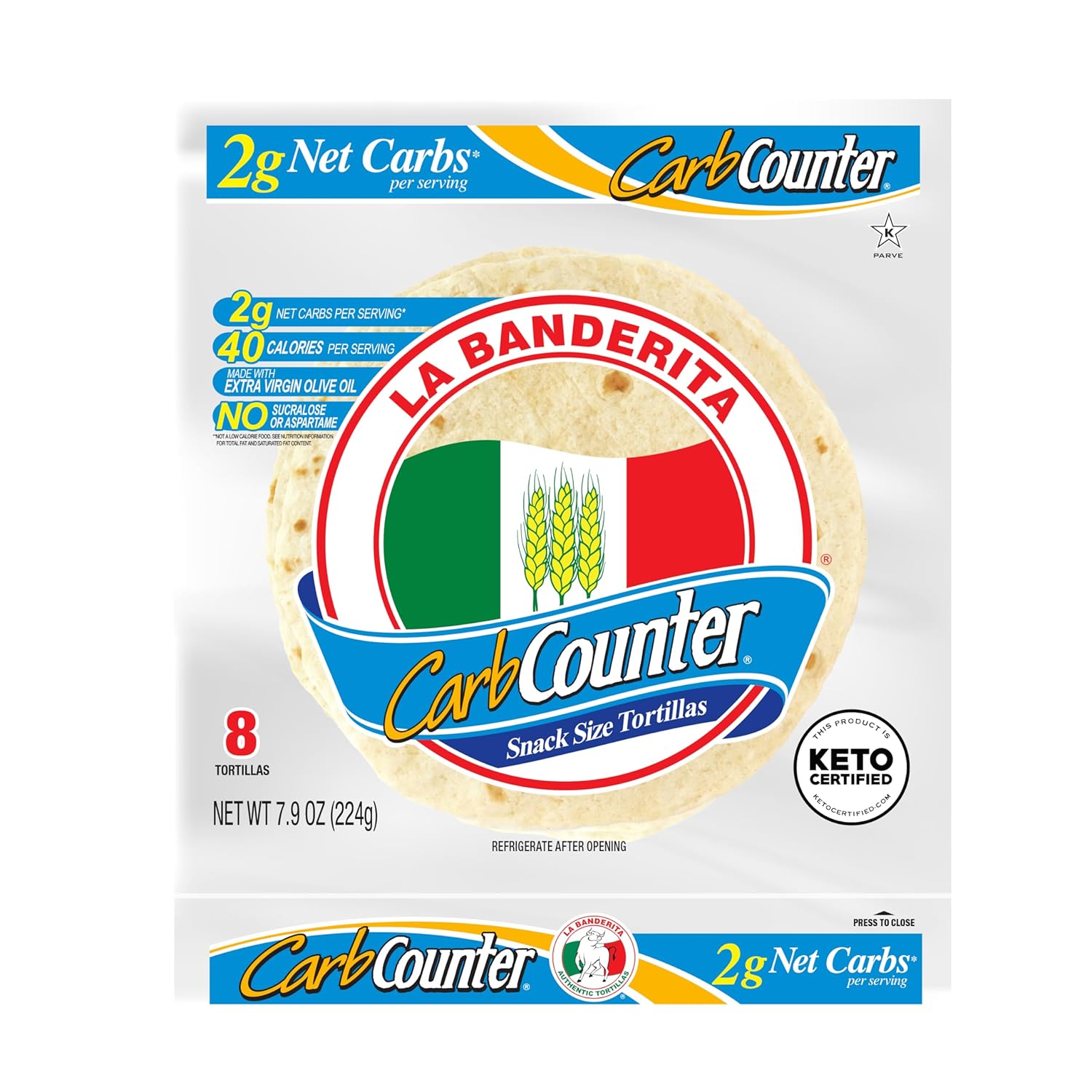 La Banderita Carb Counter® Snack Size | 5.5" Size Flour Tortillas |Carb Friendly |Keto Certified | 7.9 oz.| 8 Count (Pack of 4)