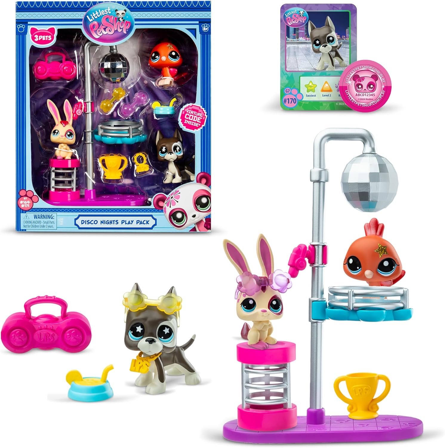 Littlest Pet Shop - Disco Nights Play Pack, Gen 7 Authentic LPS Bobble Head Toy Figure, Collectible Toy Animal, Ages 4+