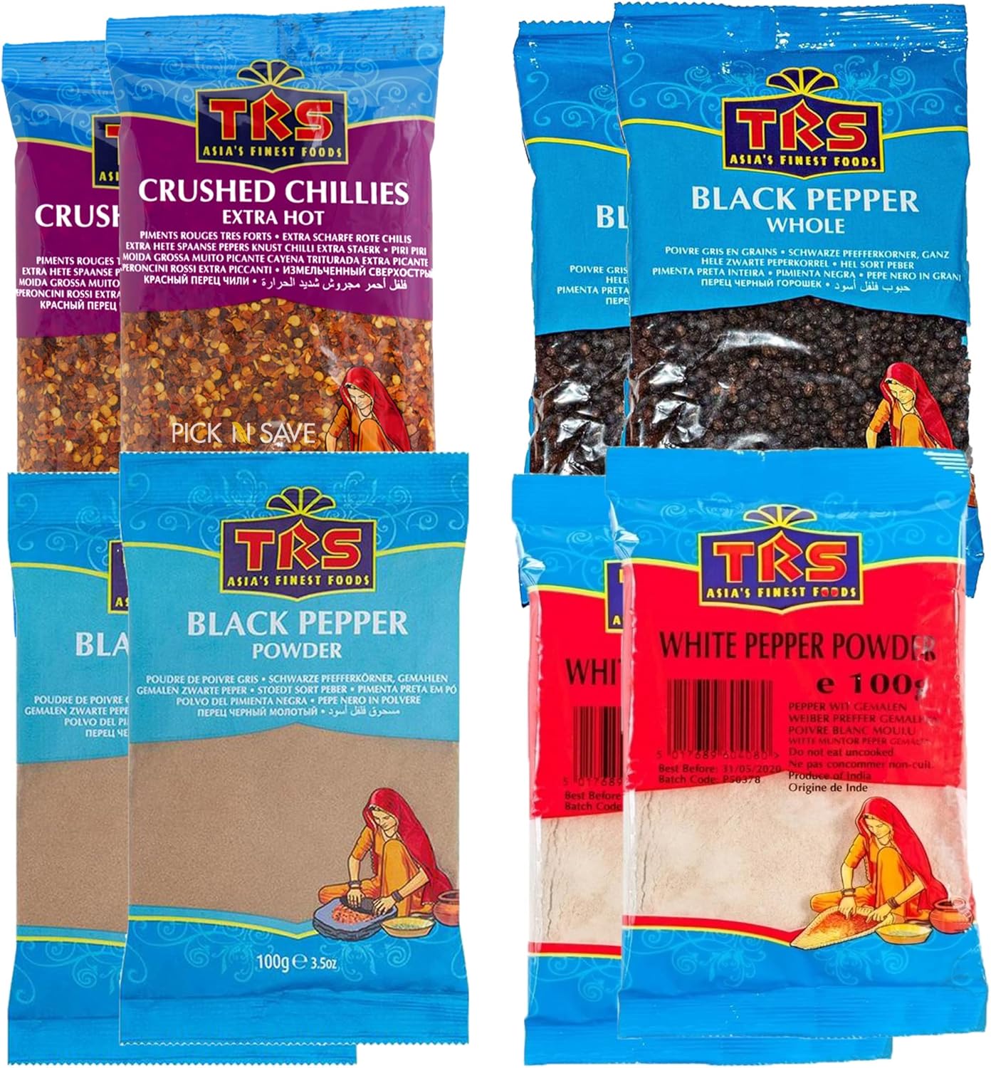 PNS Premium Indian Spice Kit - 8 Essential Indian Spices - Premium Quality - Perfect Refill for Kitchen Spice Tins, Masala Dabba (PEPPER MIX, 100 g (Pack of 8))