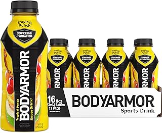 BODYARMOR Sports Drink Sports Beverage, Tropical Punch, Coconut Water Hydration, Natural Flavors With Vitamins, Potassium-Packed Electrolytes, Perfect For Athletes, 16 Fl Oz (Pack of 12)