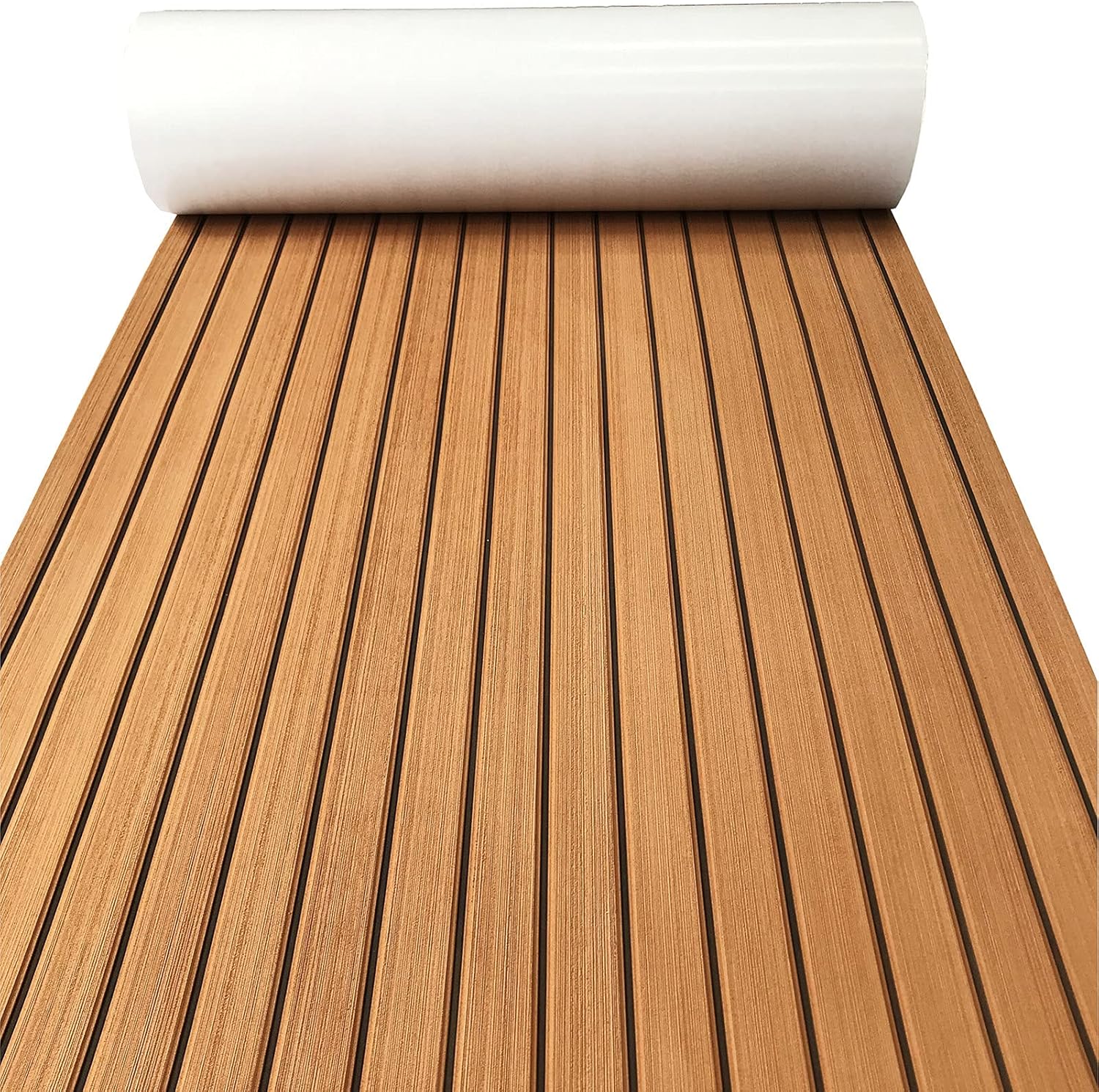 KXKZREN Boat Flooring EVA Foam Decking Sheet Faux Teak Marine Mat Marine Carpet Cooler Tops Non-Slip Self-Adhesive Flooring for Motorboat RV Yacht Kayak Swim Platform 94" x 47"/44"/35"/23"/16"