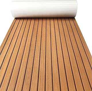 KXKZREN Boat Flooring EVA Foam Decking Sheet Faux Teak Marine Mat Marine Carpet Cooler Tops Non-Slip Self-Adhesive Flooring for Motorboat RV Yacht Kayak Swim Platform 94" x 47"/44"/35"/23"/16"