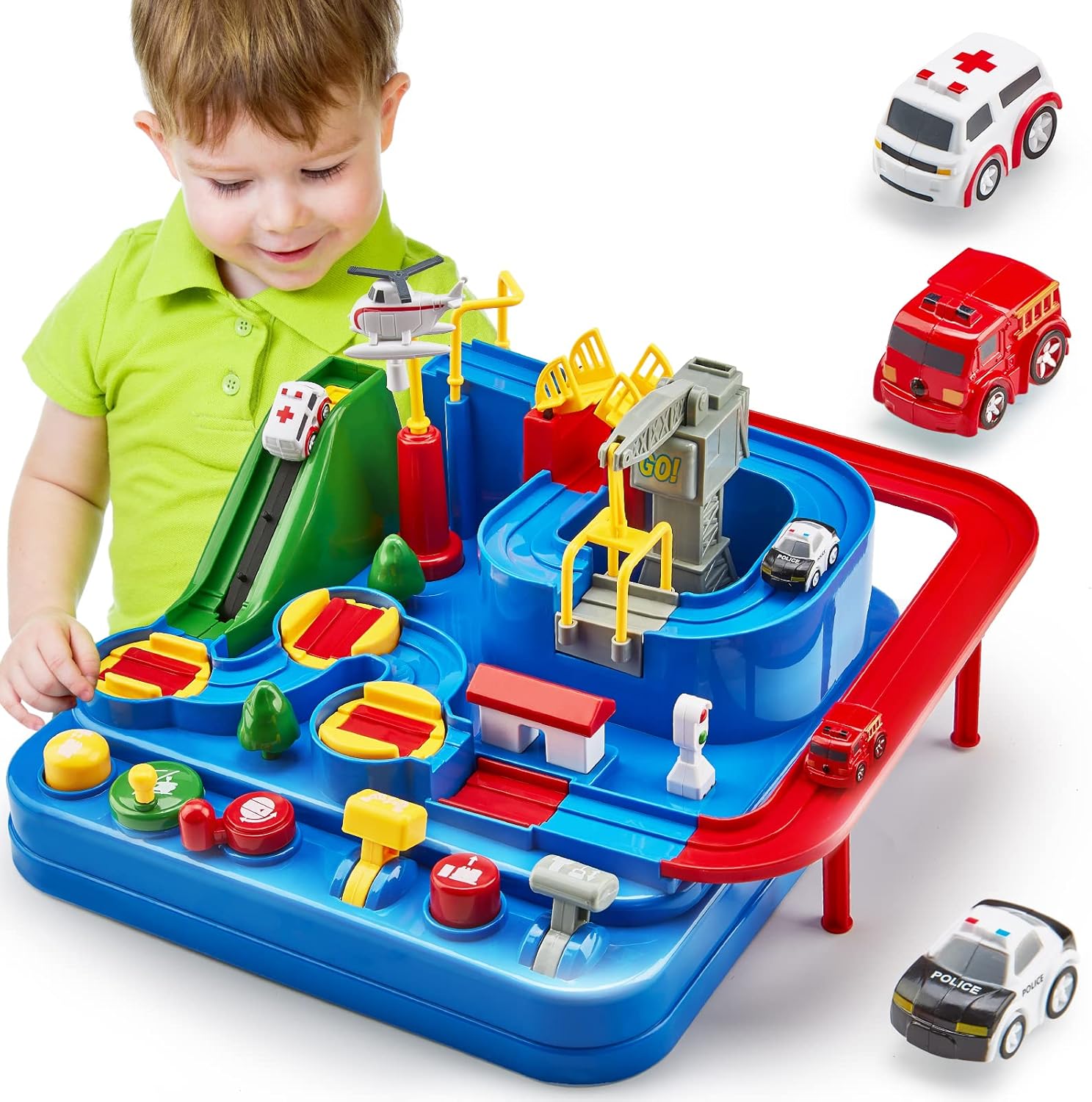 Toys for 3 Year Old Boys - Stem Kids Toys 3-5, Large Race Track, 3 Year Old Boy Gift, Car Playset for 4 Year Boy Birthday Gift, Montessori, Thinking, Motor Skill, Educational Christmas Grandkids Gifts