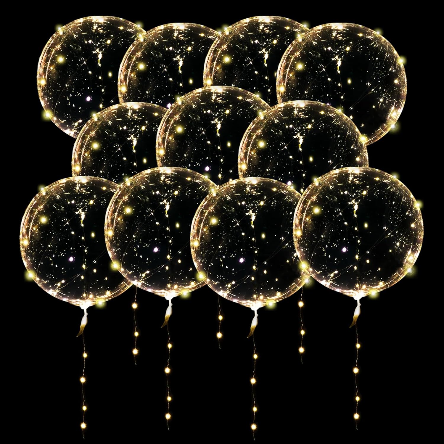 20 Pack Led Balloons Light Up with Warm White Lights, 20 Pcs Transparent Balloons and 20 Pcs Led Lights, Perfect Supply for Wedding, Birthday Party, Glow Stick Party