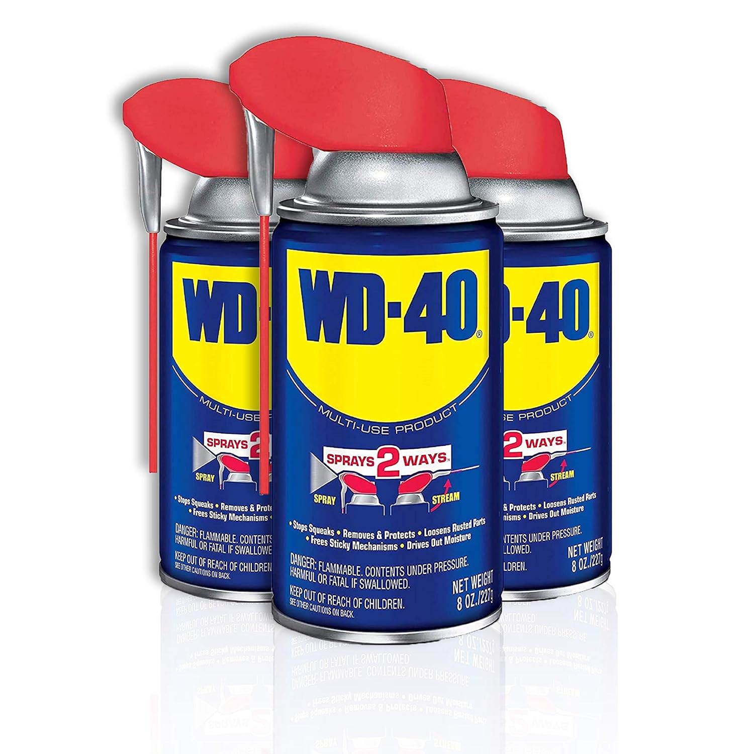 WD-40 Original Formula, Multi-Use Product with Smart Straw Sprays 2 Ways, 8 OZ [3-Pack]