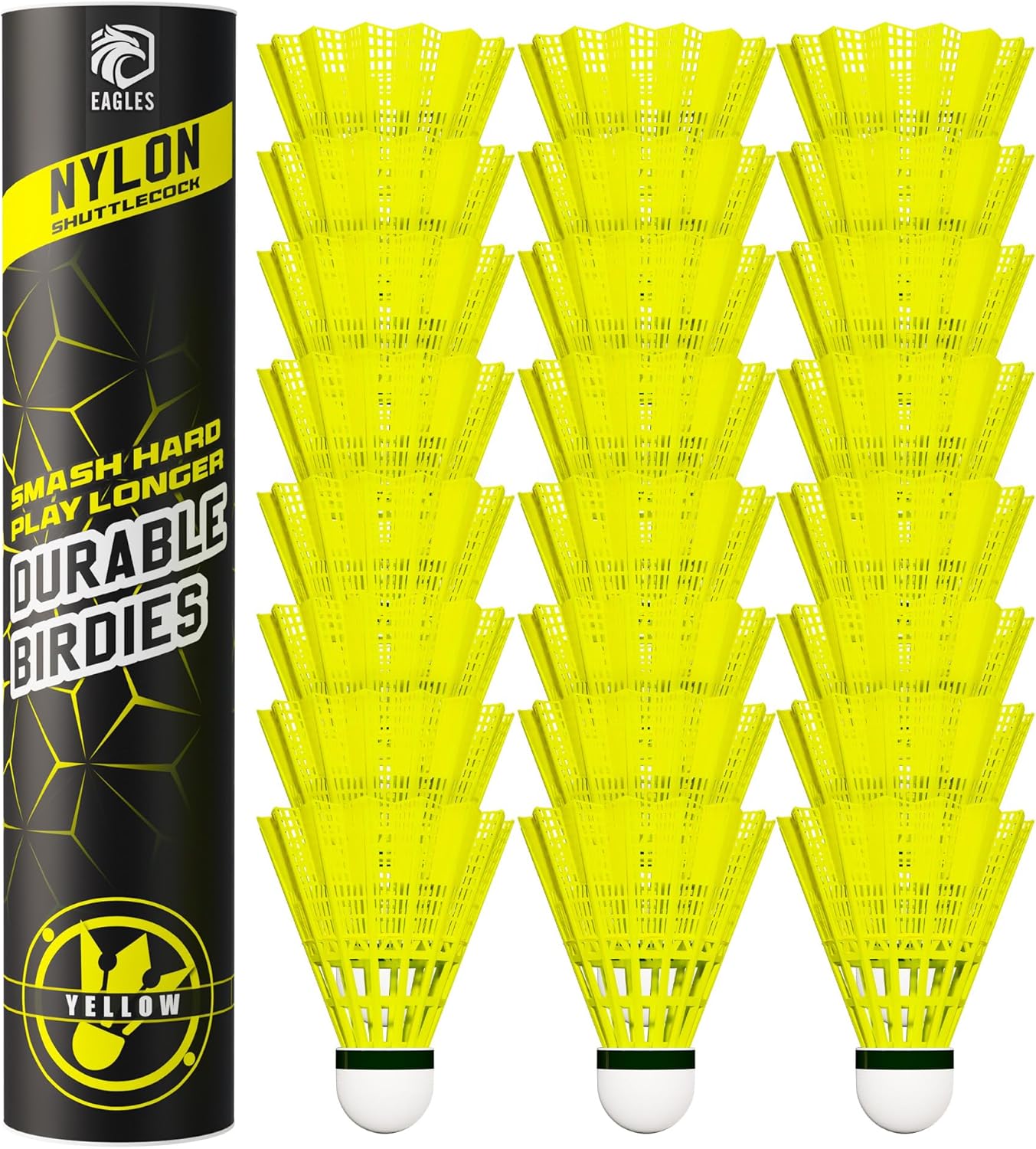 EAGLES Badminton Birdies - Nylon Bedminton Shuttlecocks for Baseball/Softball Batting Training - Shuttle Balls for Indoor and Outdoor Matches ~ Highly Stable & Durable