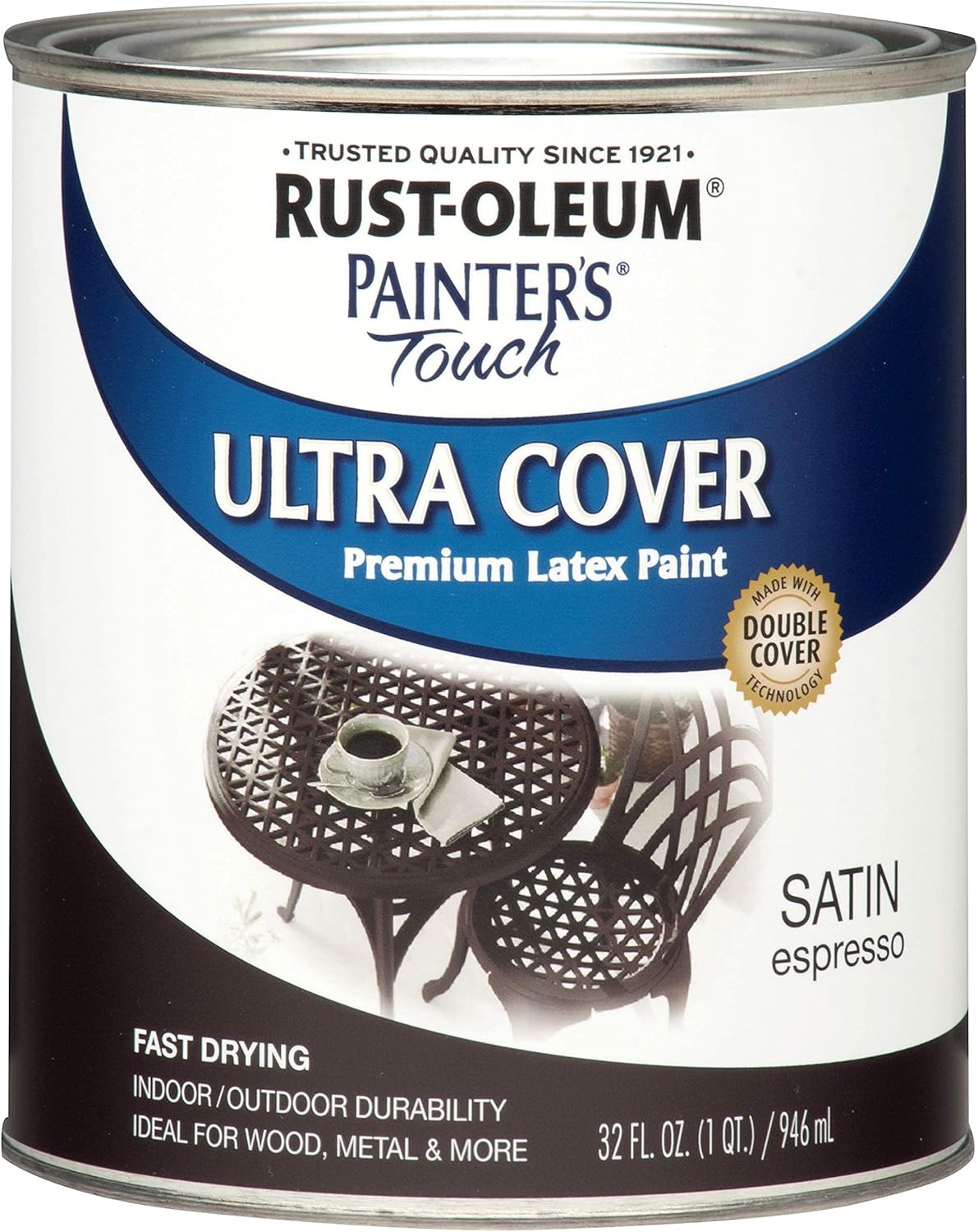 Rust-Oleum 1 qt 242018 Espresso Painters Touch 2X Ultra Cover Premium Latex Paint, Satin