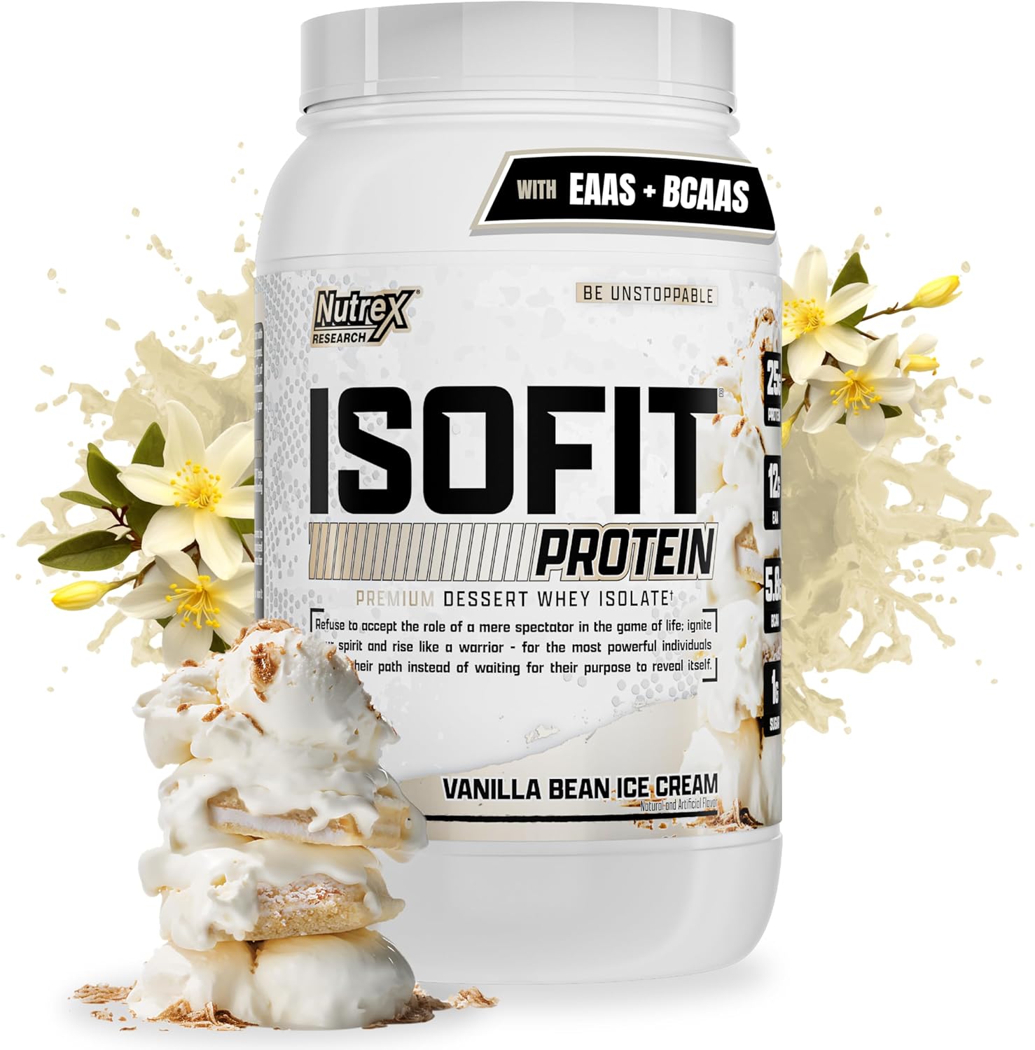 Nutrex Research IsoFit Whey Protein Powder Instantized 100% Whey Protein Isolate (30 Servings (Pack of 1), Vanilla Bean Ice Cream)