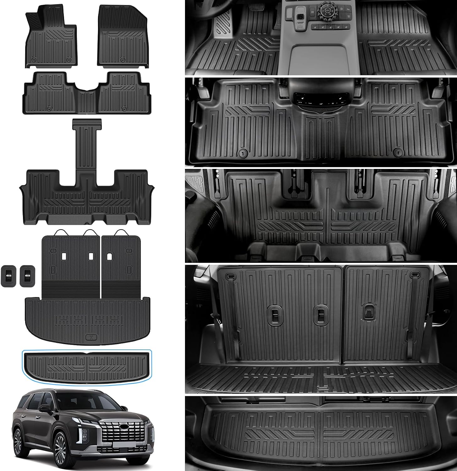 Floor Mats for 2020-2025 Hyundai Palisade 7/8 Seat Accessories