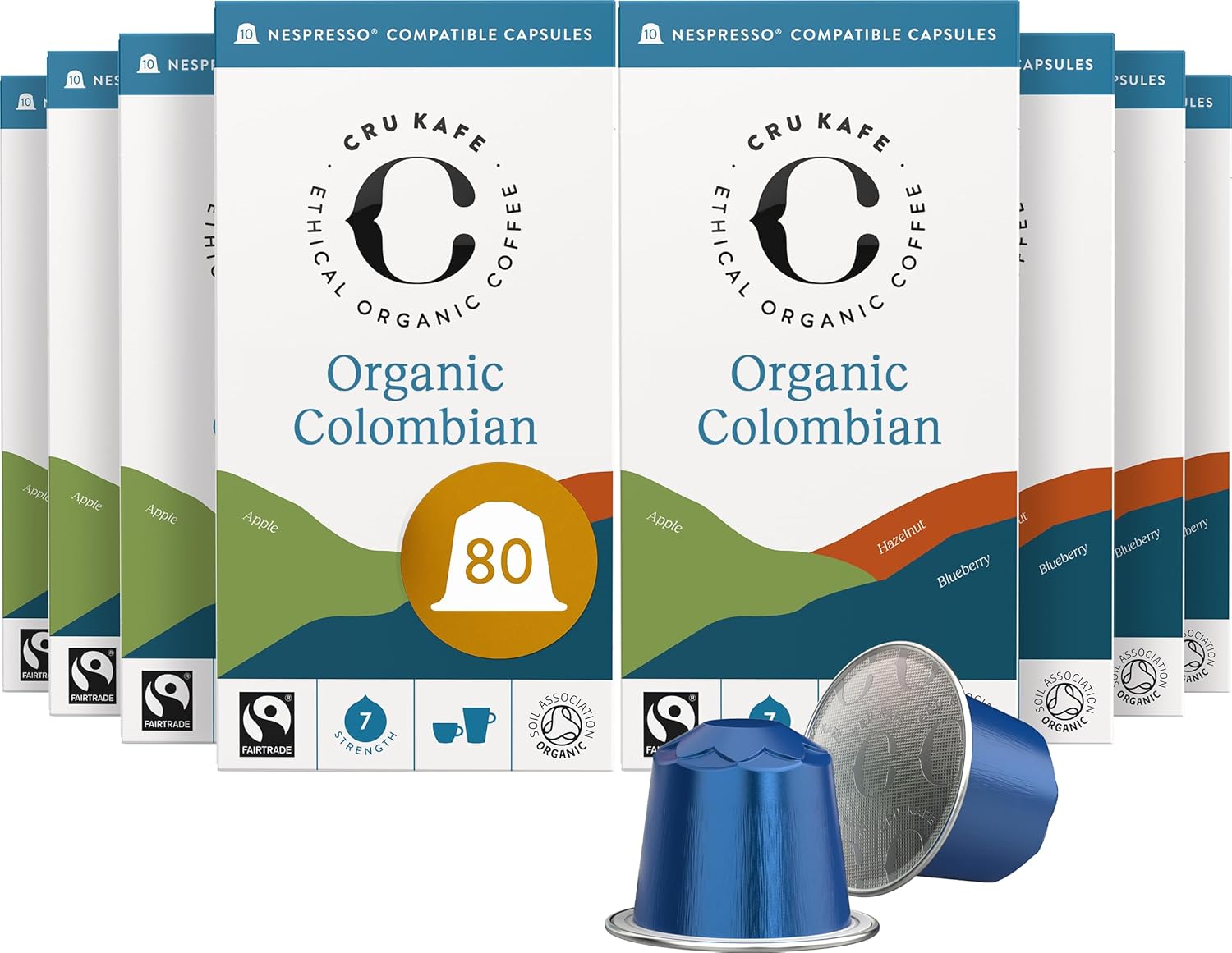 Cru Kafe Organic Colombian Arabica Espresso Single-Serve Organic Arabica Coffee Pods (80 Pods) Compatible with Nespresso Original Line