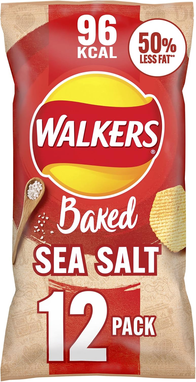 Walkers Oven Baked Sea Salt Crisps 12 x 22 g, Red