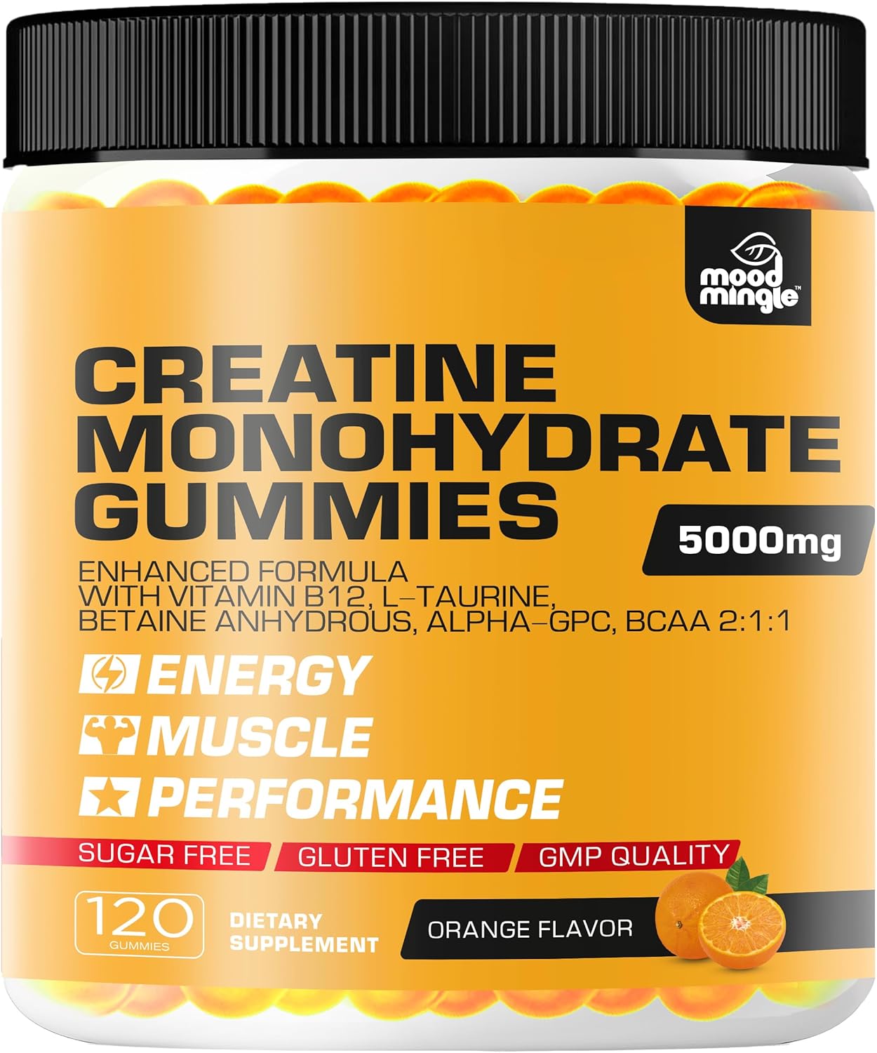 Creatine Monohydrate Gummies 5g for Men Women - Sugar Free Chewable Supplement - Enhanced Formula with L-Taurine Betaine Anhydrous Alpha-GPC BCAA 2:1:1