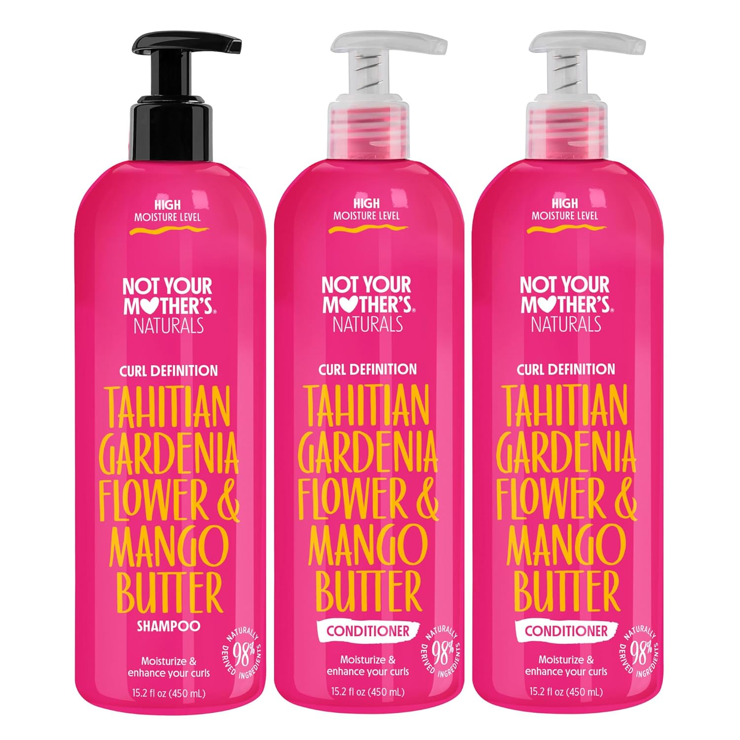 Not Your Mother's Naturals Curl Defining 1 Shampoo and 2 Conditioners (3 Pack) - 98% Naturally Derived Ingredients - Gardenia Mango Butter