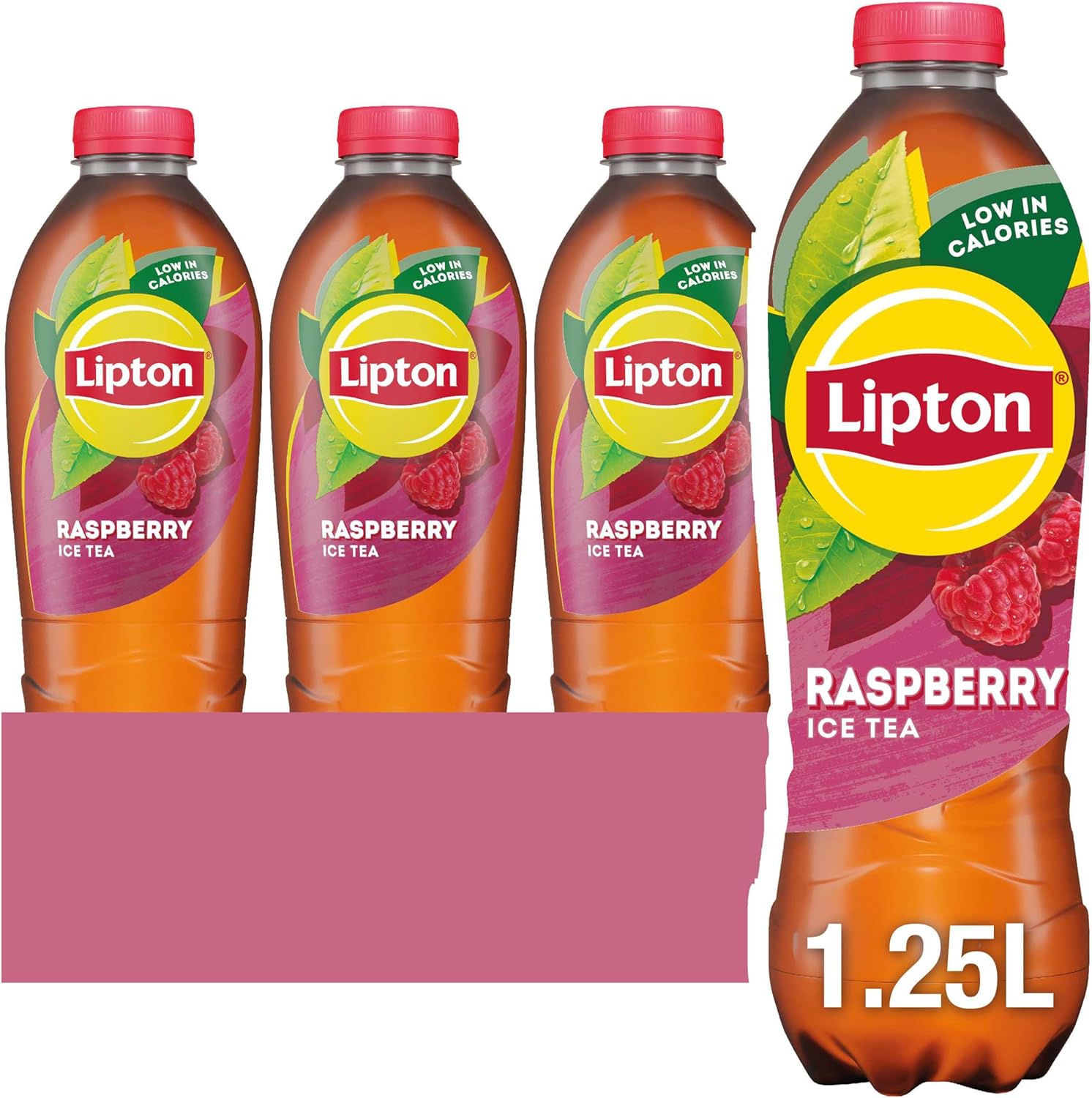 Lipton​ Raspberry​ Bottled Ice Tea 1.25 L (Pack of 6), low calorie​ soft drink, 100% black tea extract​