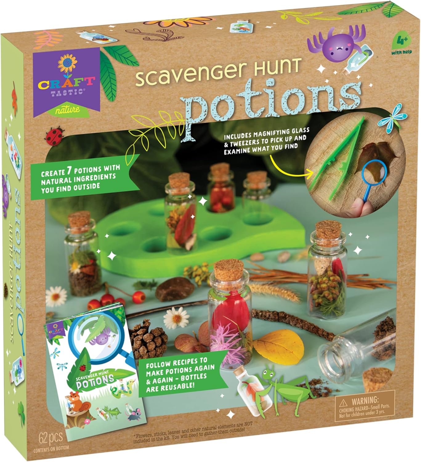 Craft-Tastic Scavenger Hunt Potions - Nature DIY Craft Kit - Create Magical Nature Potions - Makes 7 Potions - Comes with Recipe Book - Ages 4+ with Adult Help
