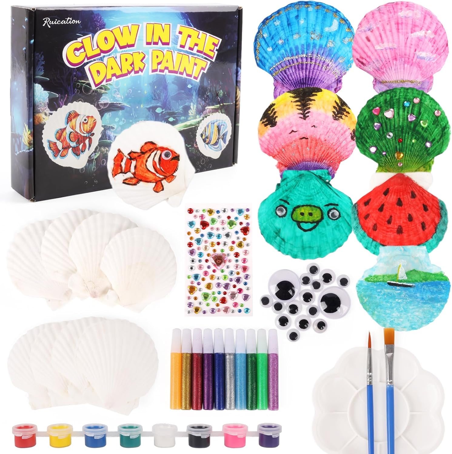 Ruication Sea Shell Painting Kit for Kids, Arts & Crafts Painting Gifts for Boys Girls, DIY Creative Craft Activities, Holidays Gifts for Boys Girls Age 3-12 Year Old