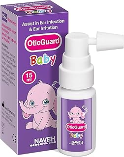 NAVEH PHARMA Otic Guard Baby - Natural Ear Spray Drops | Organic Herbal Sweet Oil Blend 3 in 1| Itchy Ear, Swimmer's Ear, & Ear Wax Removal | Clogged Ears | 0.5 Fl Oz