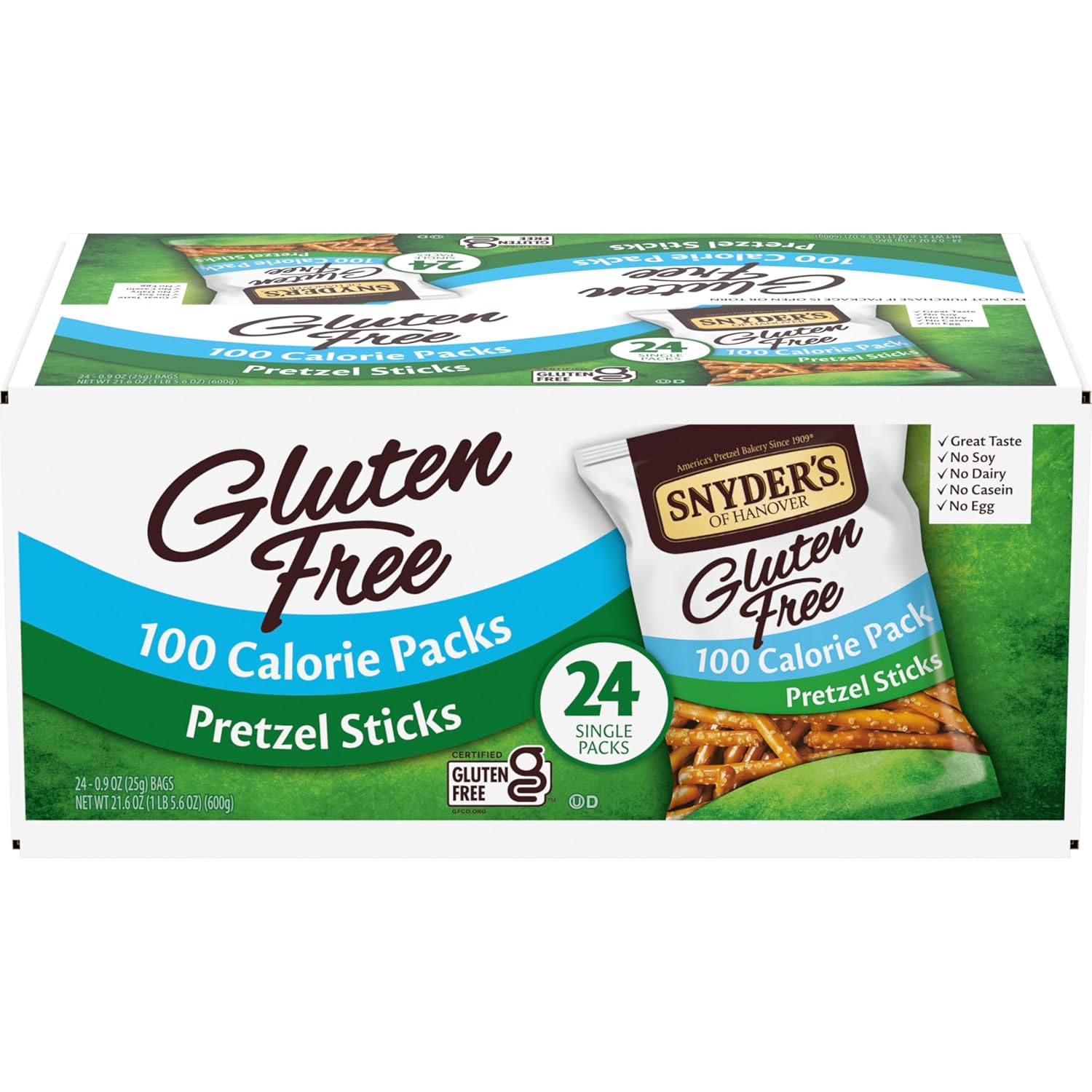 Snyder's of Hanover Gluten Free Pretzel Sticks, 100 Calorie Individual Packs, 24 Ct