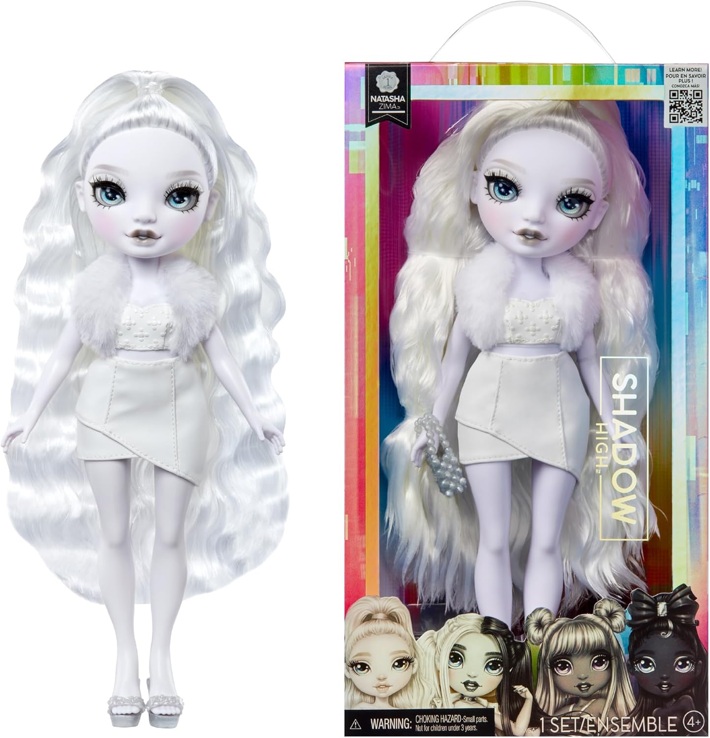 Rainbow High Shadow High Natasha Zima - Grayscale 28cm Fashion Doll, White Hair and Outfit, Stylish Handbag, Cute Present for Children 4-10 Years Old