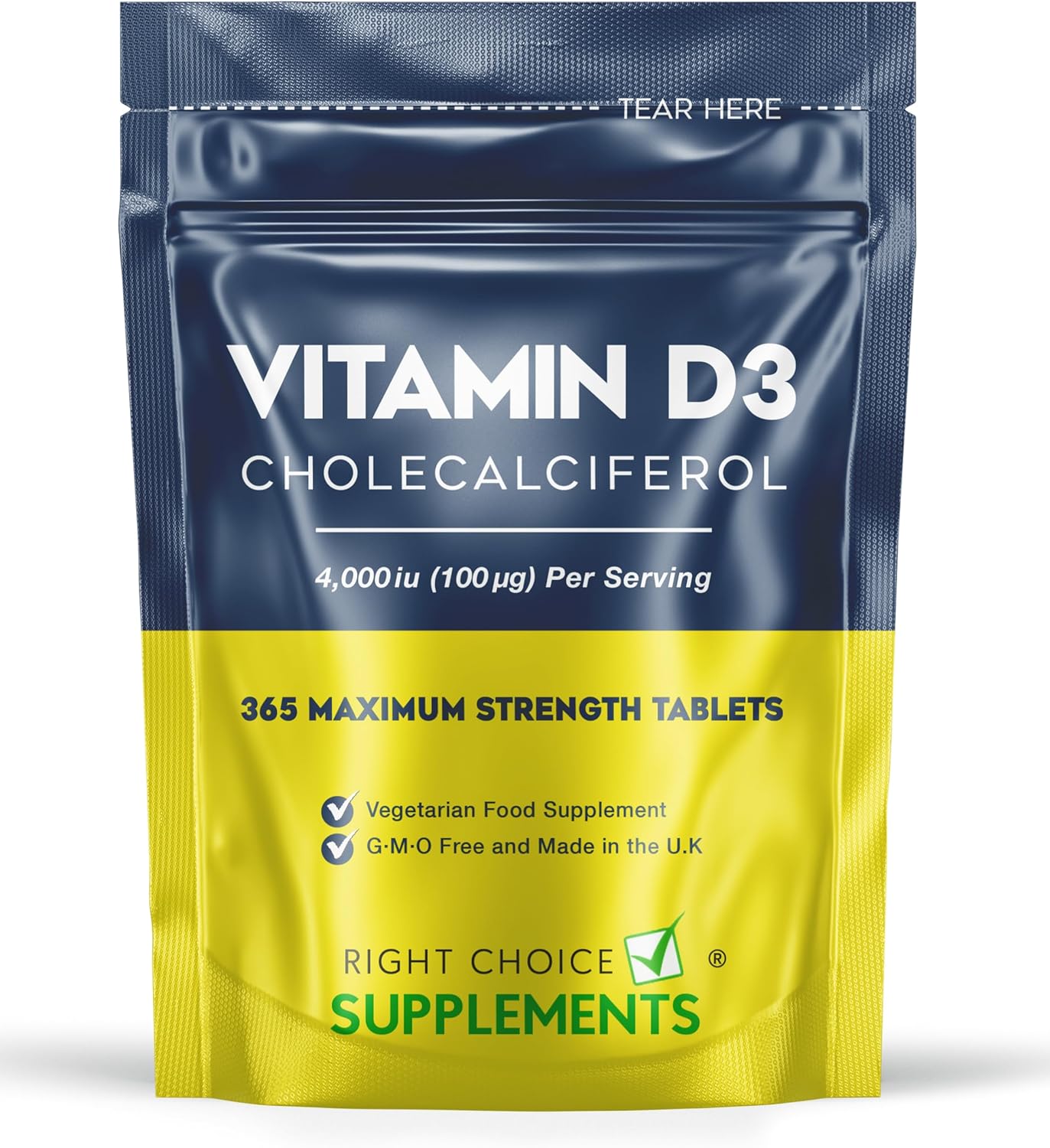 Vitamin D 4000 iu - 1 Year Supply, 365 Easy-Swallow Vitamin D Tablets - Vegetarian Vitamin D3 4000 iu, High Strength Vitamin D Supplement
