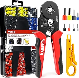 KAIWEETS Ferrule Crimping Tool Kit, AWG 23-7 Self-adjustable Wire Ferrule Crimper Plier Set with 1200pcs Wire Terminals Crimping Connectors Wire Ends Ferrules