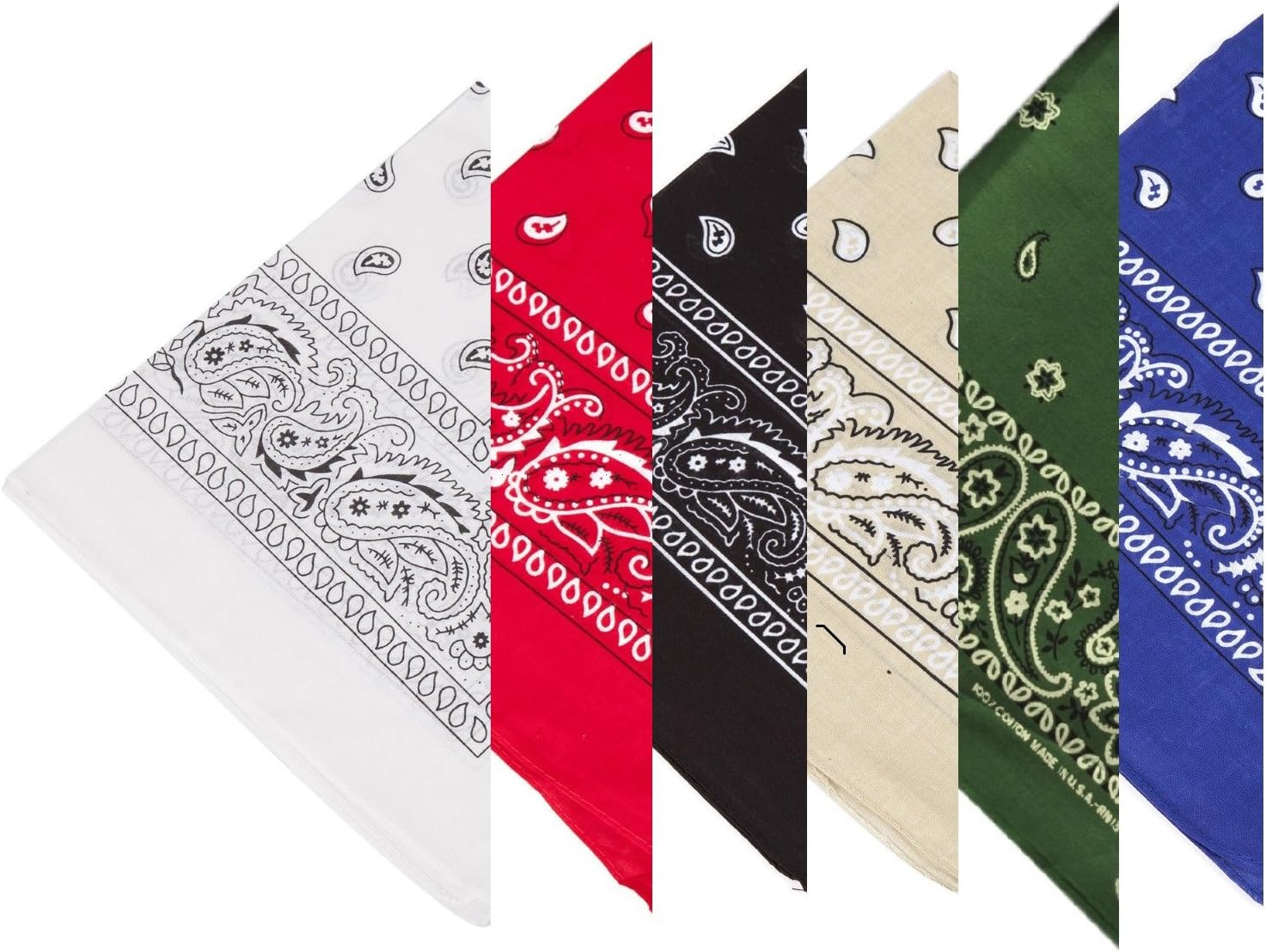 Boolavard 100% Cotton 1pcs, 6pcs or 12pcs Pack Bandanas with Original Paisley Pattern Colour of Choice Headwear/Hair