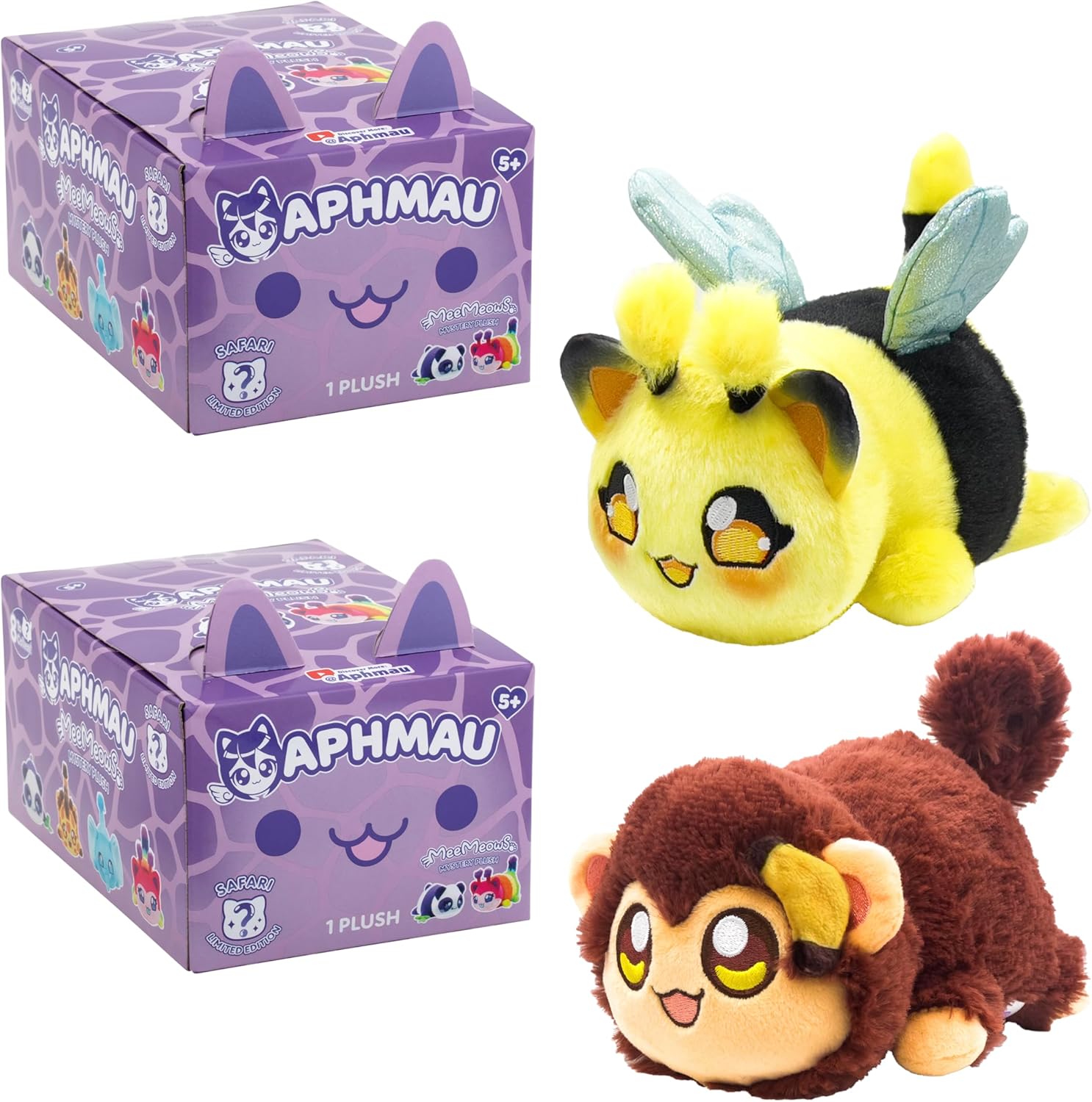 Aphmau 6” MeeMeow Mystery Plush – Series 1 Safari - 2 Pack; YouTube Gaming Channel, Blind Box, 2 of 8 Possible Safari MeeMeows, Official Merch