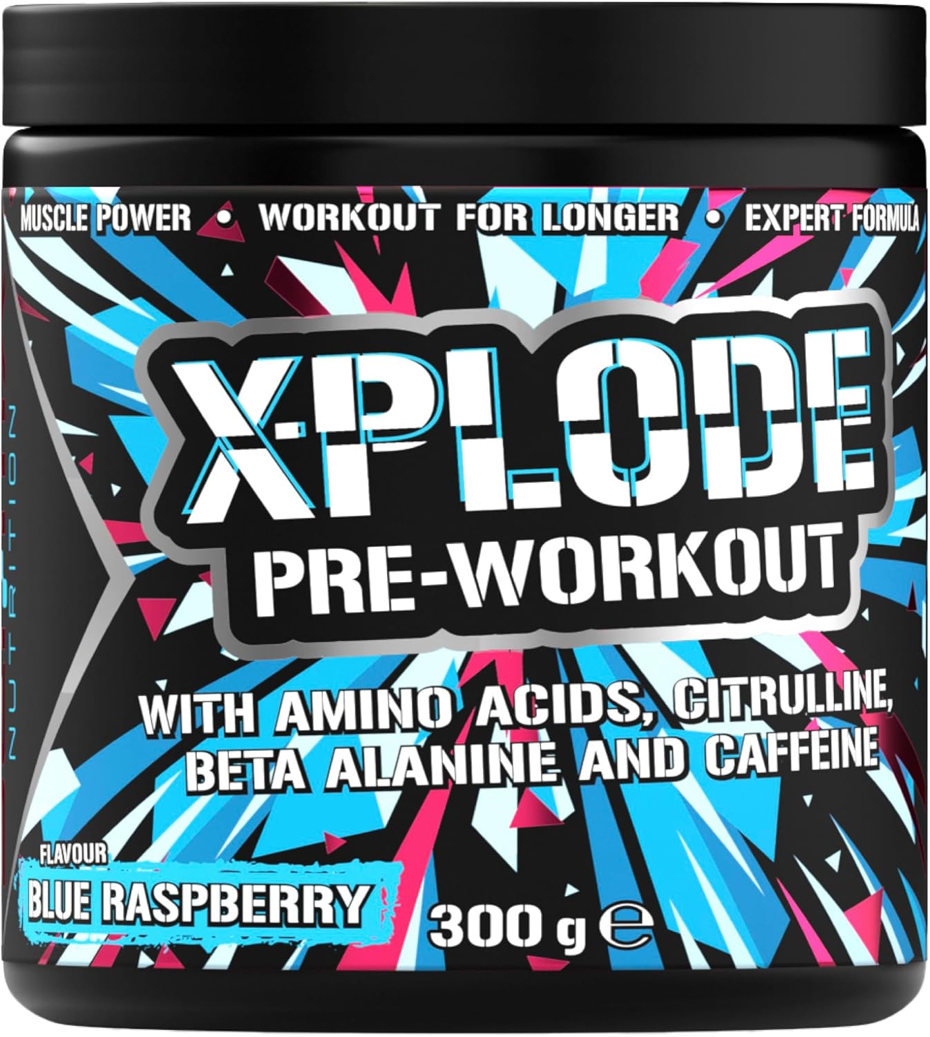 SCI-MX - X-PLODE Pre-Workout - 300g - Blue Raspberry Flavour - 250mg Caffeine, 6g Citrulline Malate, 3.2g Beta Alanine/Serving - Suitable for Vegetarians + Vegans