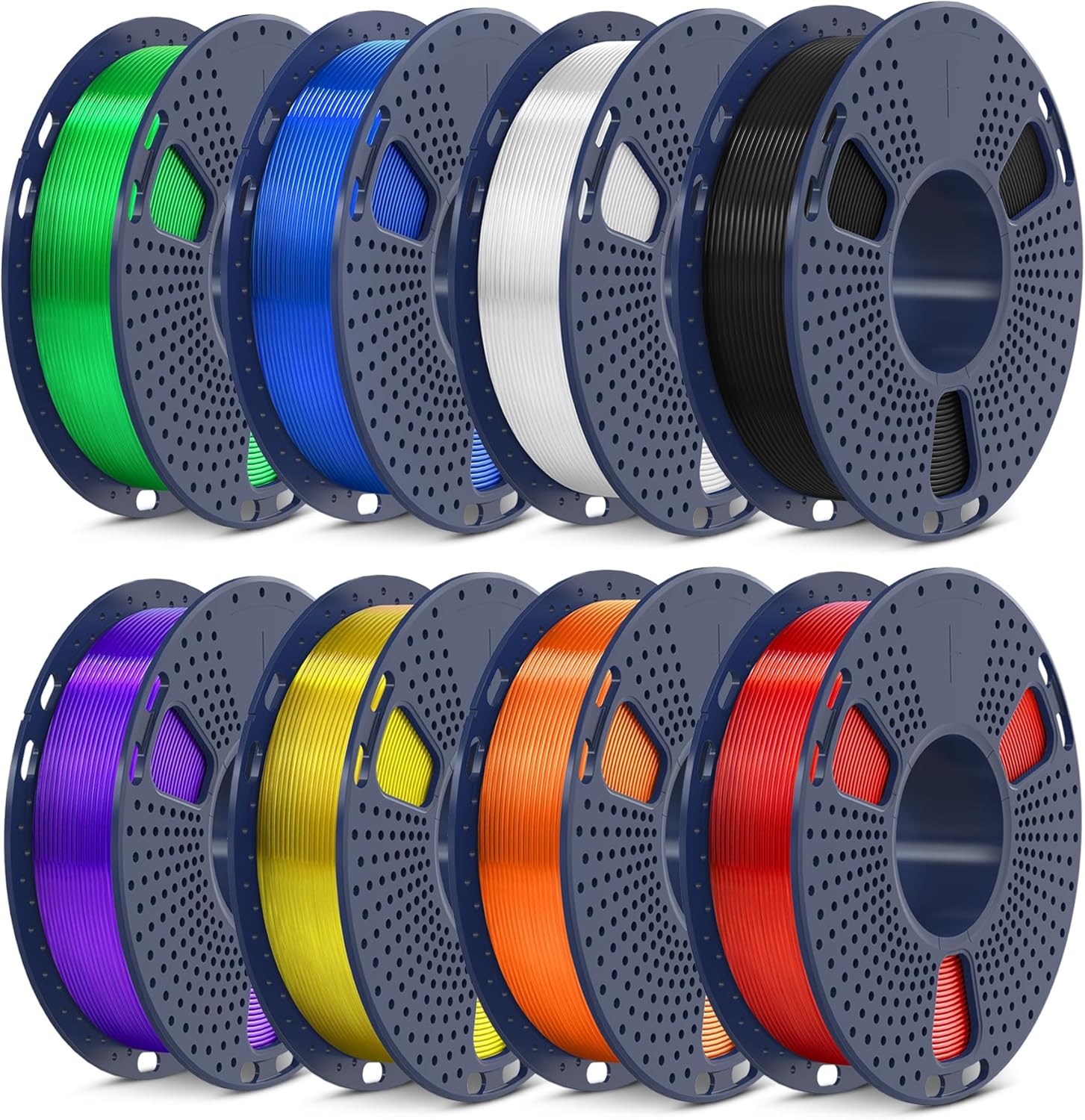 SUNLU PLA 3D Printer Filament Bundle, Multicolor PLA Filament 1.75mm, 2kg in Total, 0.25kg Spool, 8 Rolls of 250g, Black+Clear+Clear Yellow+Clear Blue+Clear Green+Clear Purple+Clear Red+Clear Orange