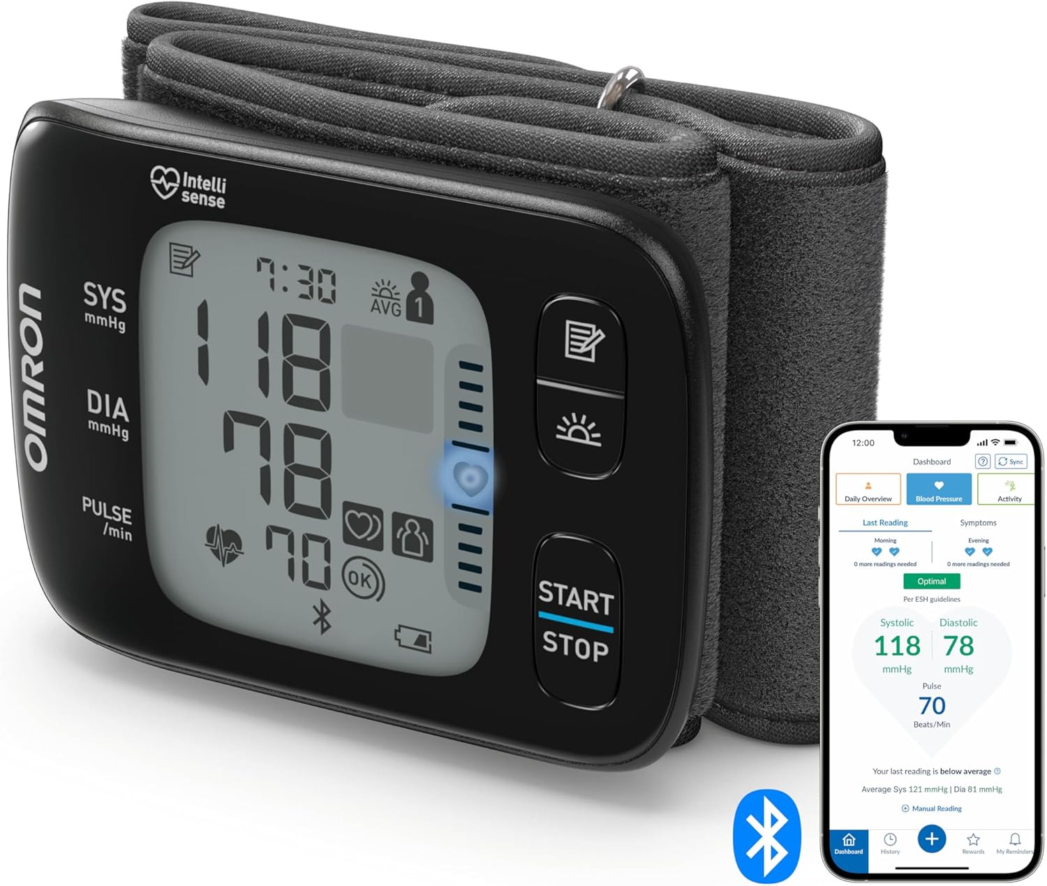 OMRON RS7 Intelli IT Wrist Blood Pressure Monitor for Home Use/on The Go - Clinically Validated BP Monitor Incl Use on Obese People, Blood Pressure Machine with Free Smartphone App