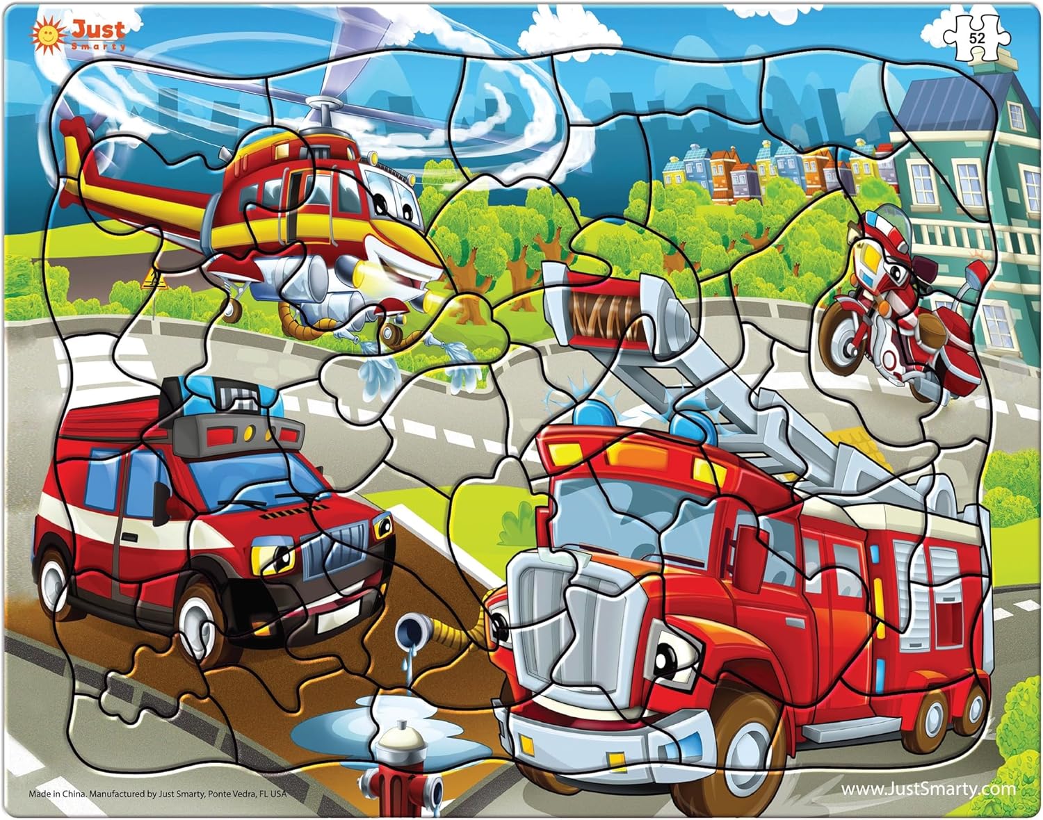 Just Smarty Fire Truck Toddler Puzzles for Boys and Girls | Fire Truck Toy 52 Pieces Jigsaw | Firefighter Puzzle | Firefighter Kids Great Gift | Kids Toy Ages 4-6 | Puzzles for 5 Year Olds