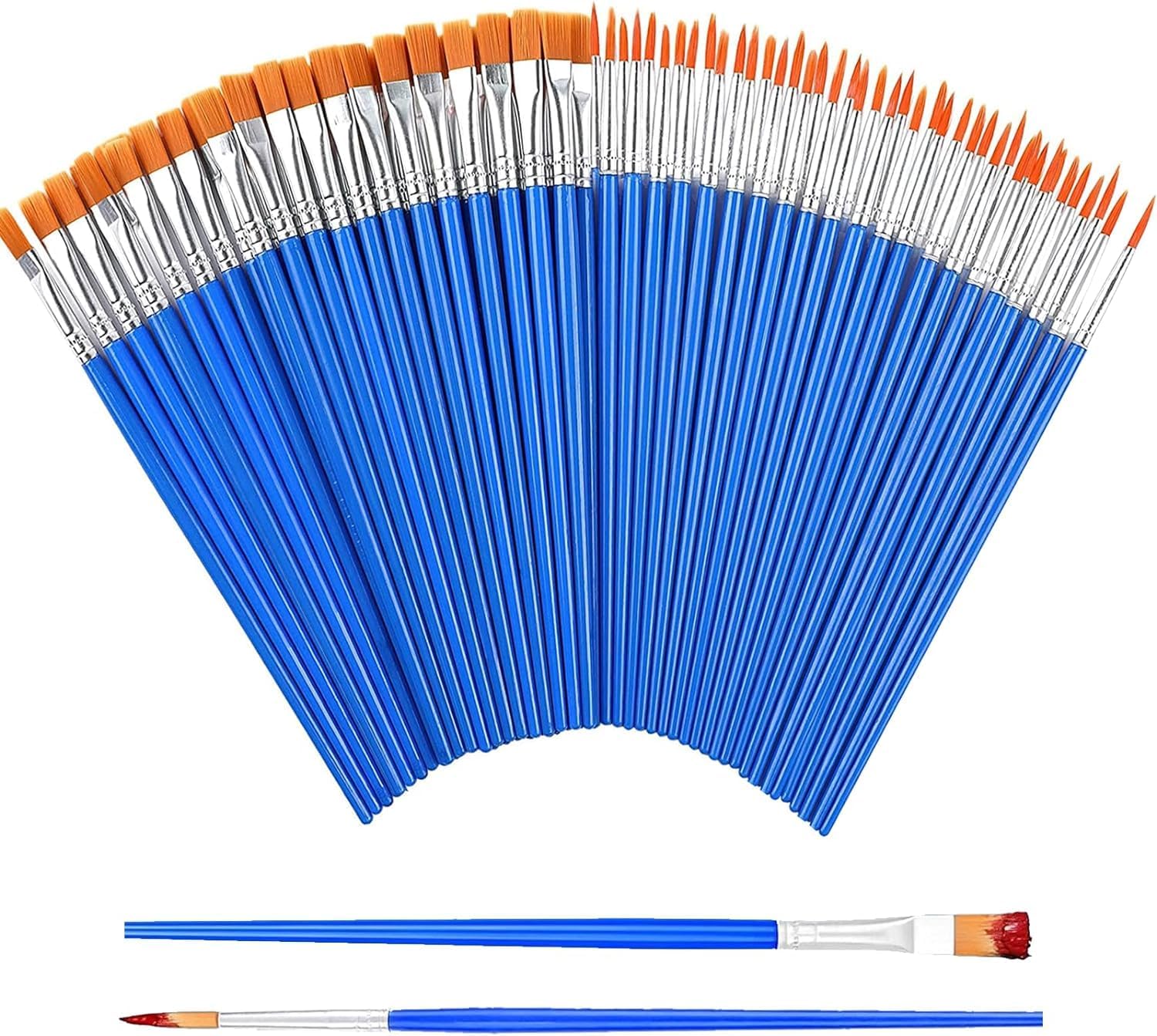 Small Paint Brushes, 60 Pcs Paintbrushes with Flat and Round Pointed, Face Paint Brushes Art for Acrylic, Watercolor, Oil and Gouache Paints Ideal for Body Face, Decorations (60)