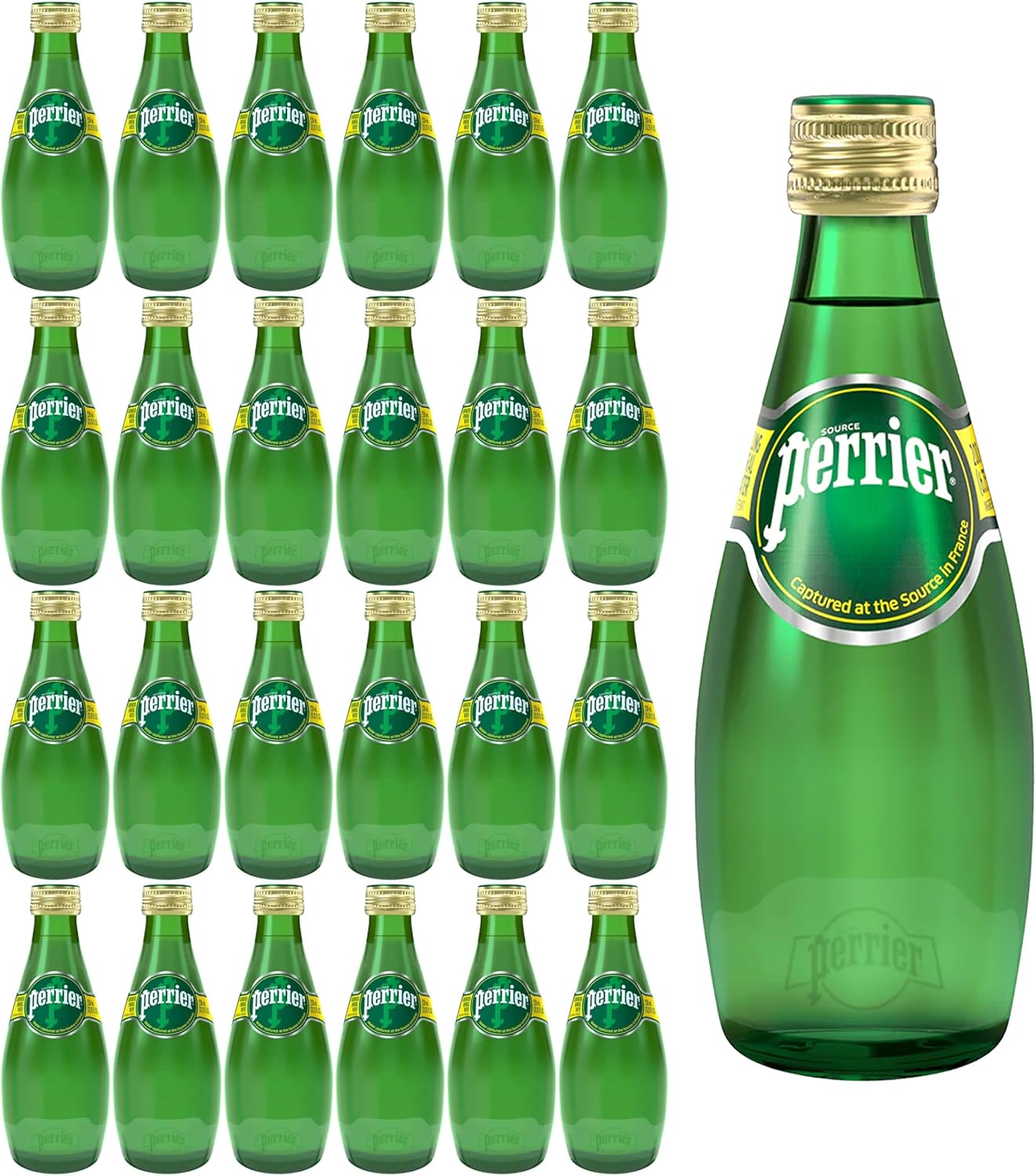 Perrier Sparkling Mineral Water in Glass 330ml (Pack of 24) - MyNutri
