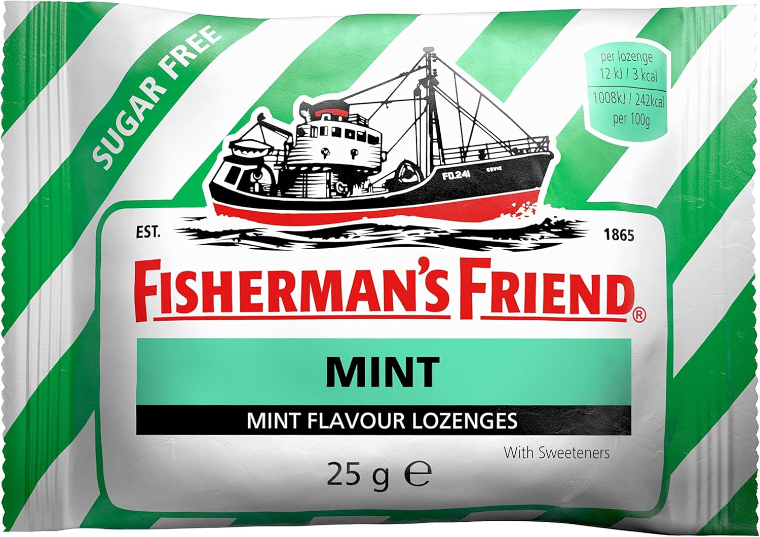 Fishermans Friend Mint Sugar Free Extra Strong Menthol Lozenges, Pack of 24 (25 g)