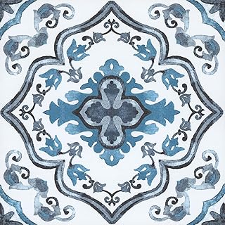 FloorPops FP3932 Marrakesh Peel & Stick Floor Tiles, Blue