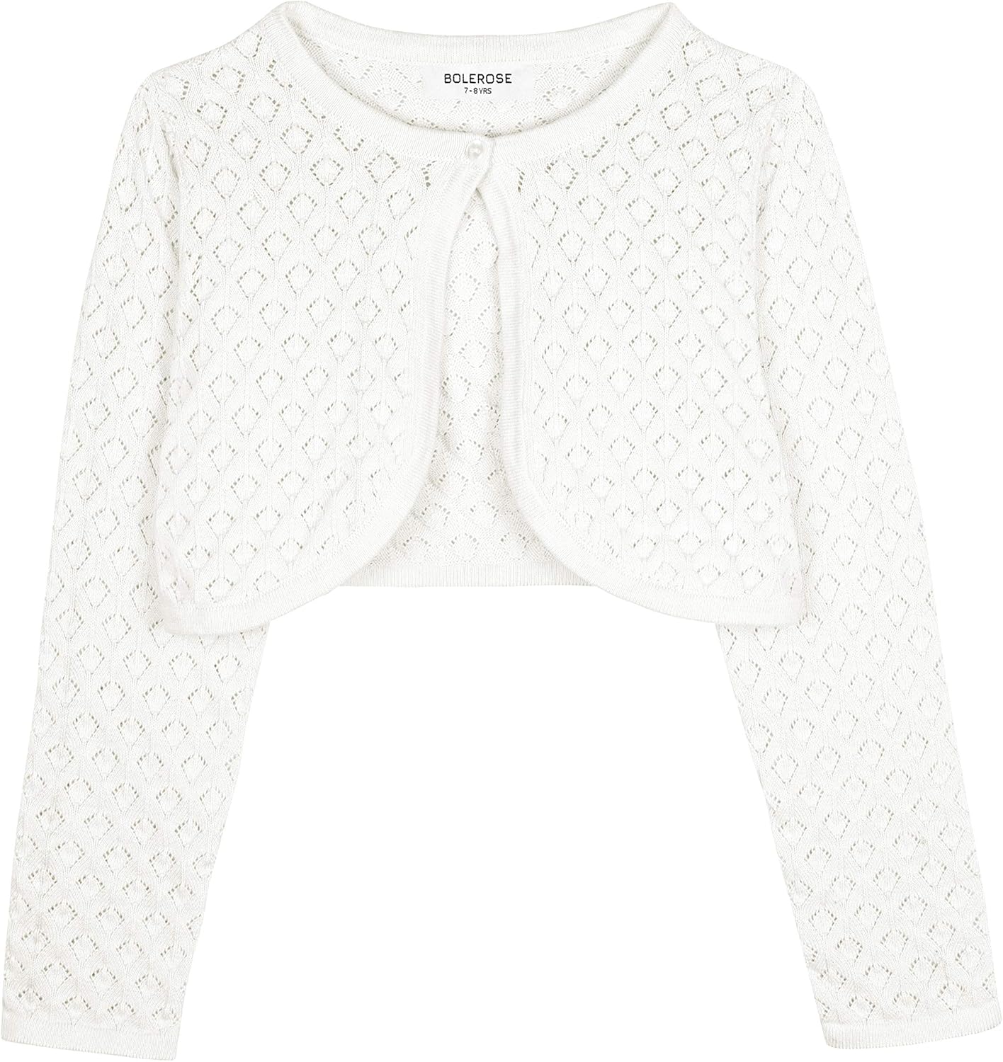 BOLEROSE Girls Long Sleeve Pointelle Knit Childrens Kids Bolero Shrug