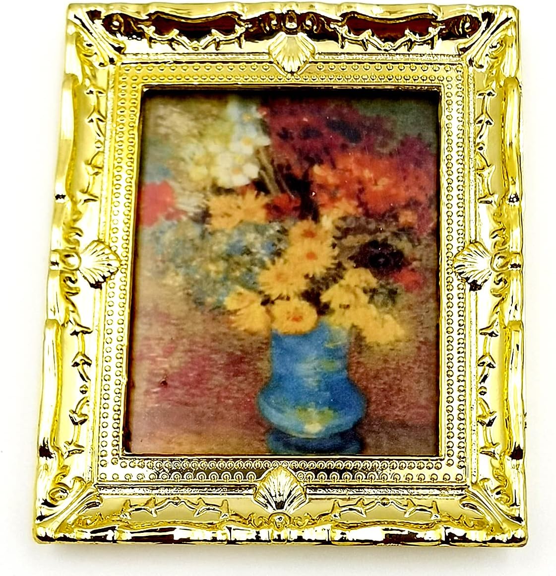 Dollhouse Decoration Accessories, 1:12 Doll House Miniature Painted Wooden Frame Mural Accessories Cat (B)