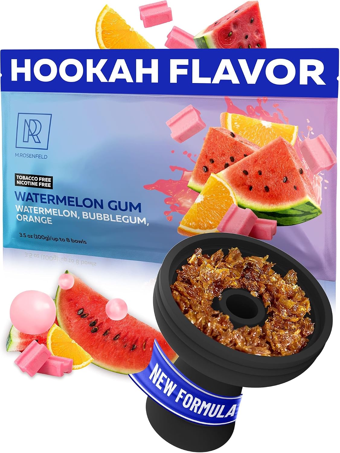 Hookah Flavors Watermelon Gum Herbal - 3.5 oz of Hookah Shisha Tobacco Free - 100g of Hookah Tobacco & Nicotine Free Shisha with Real Organic Sisha Hooka Flavors
